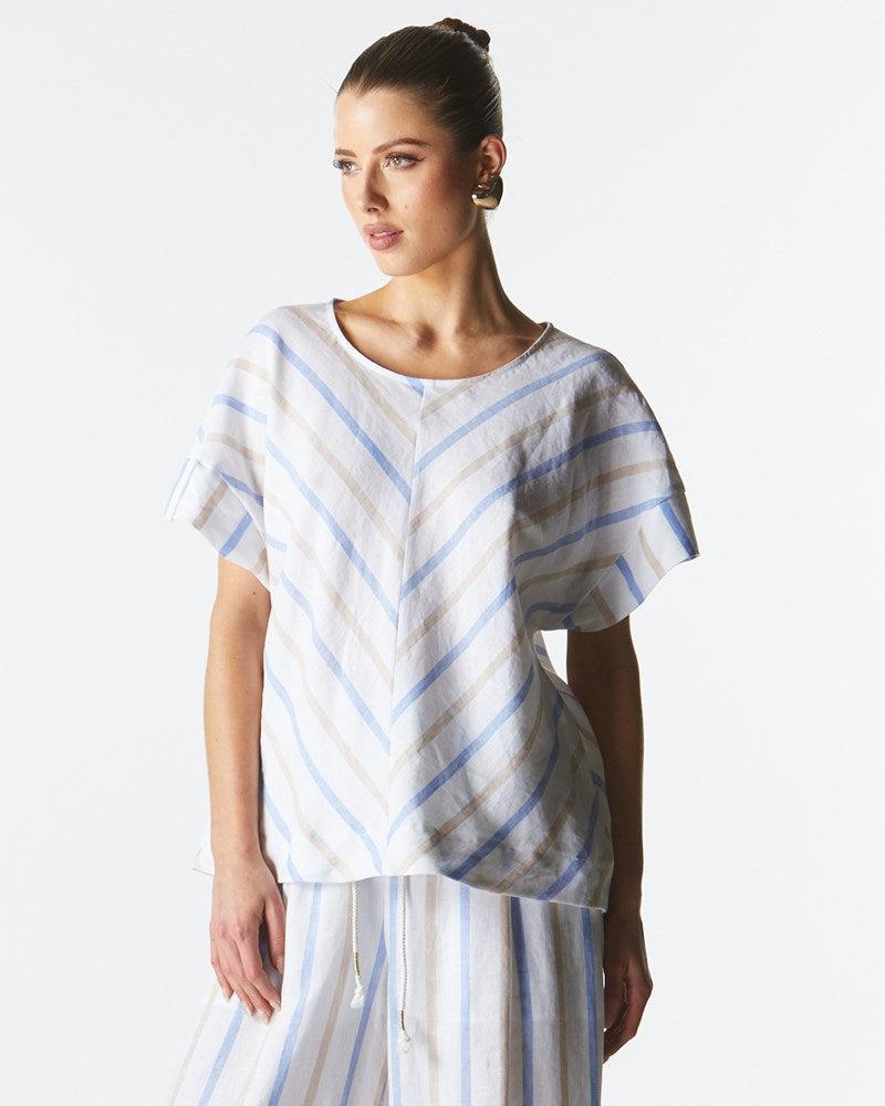 Poolside Boxy Top - Stripe-Tops-Fate + Becker-The Bay Room