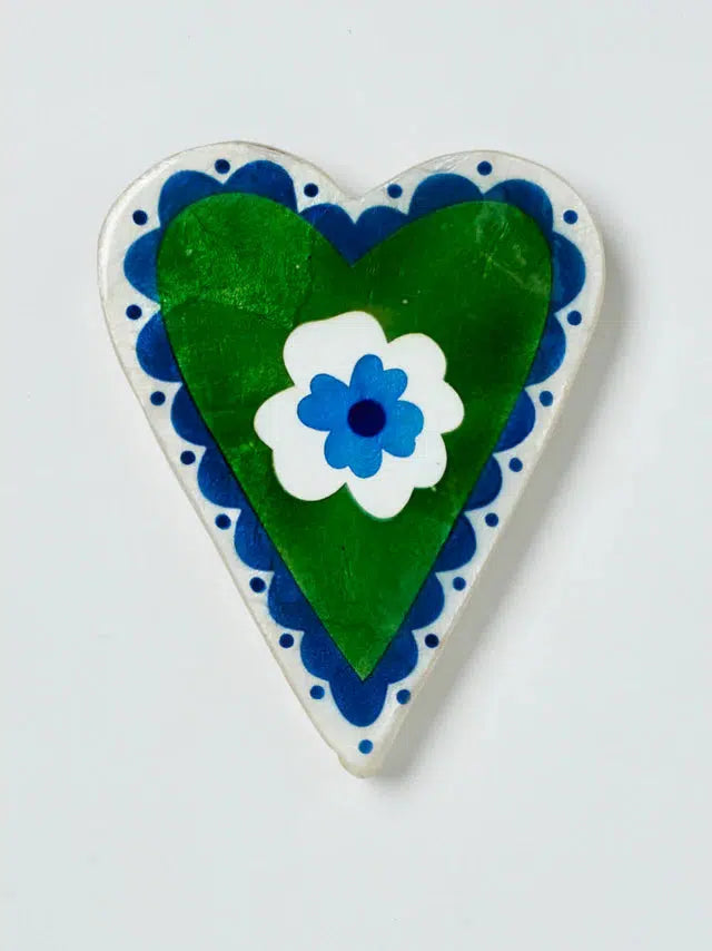 Poppy Green Heart-Wall Decor-Jones & Co-The Bay Room