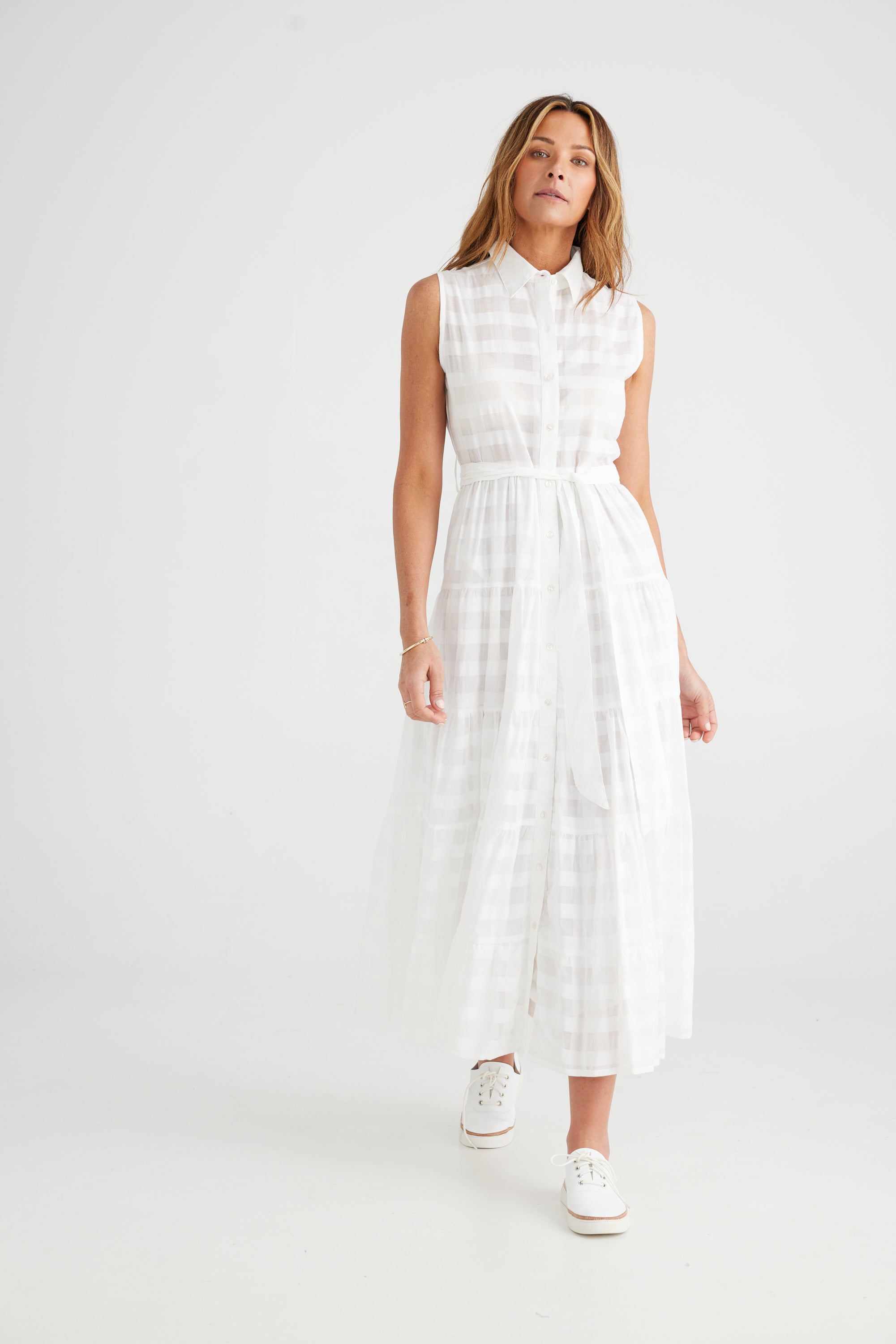 Poppy Maxi Dress - White Window Check-Dresses-Brave & True-The Bay Room