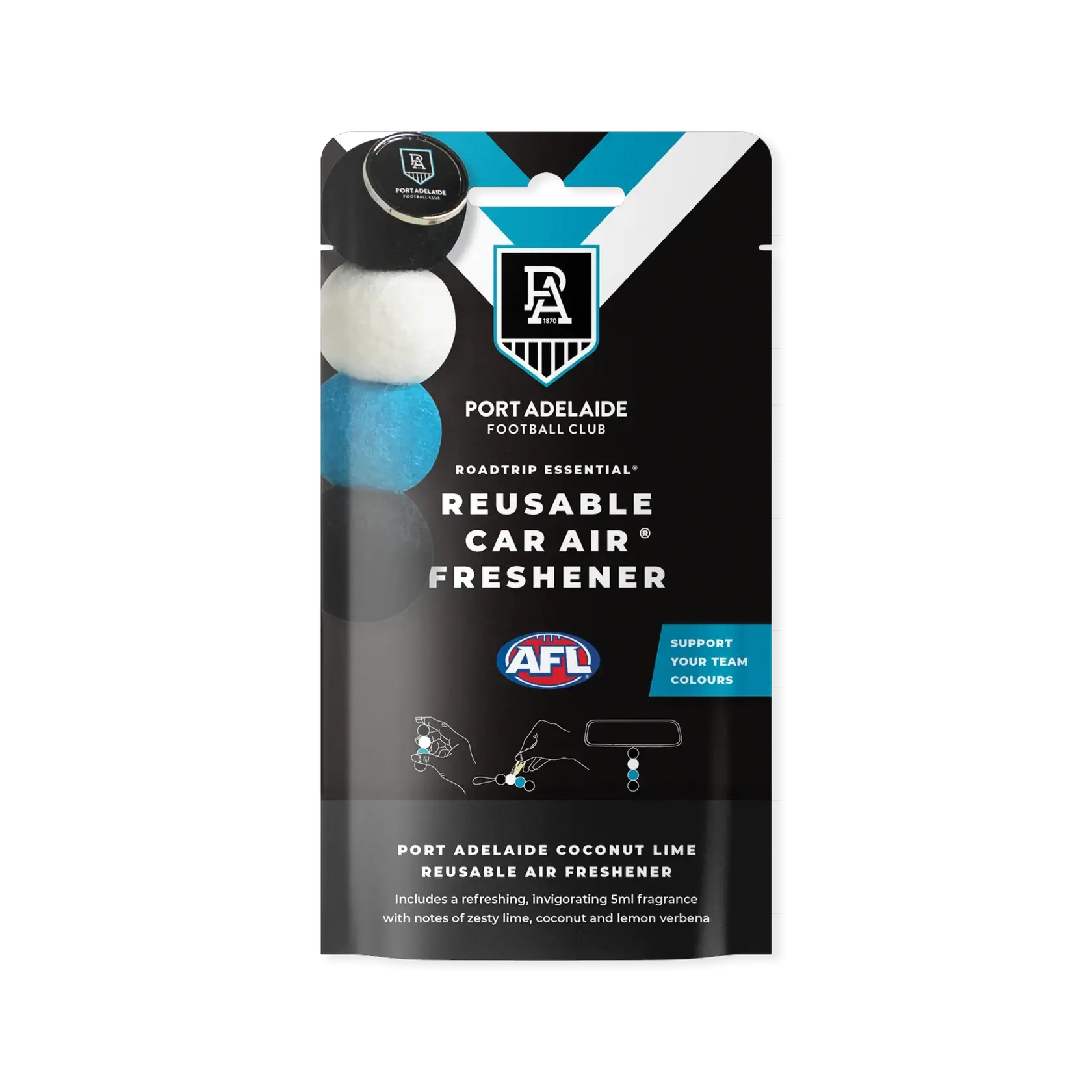 Port Adelaide Power Reusable Car Air Freshener-Candles & Fragrances-Road Trip Essential-The Bay Room
