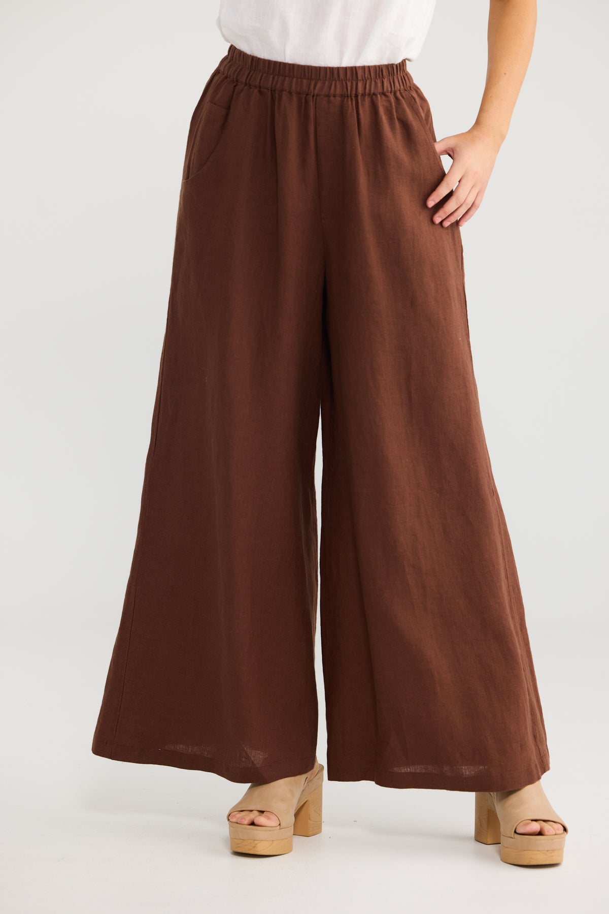 Positano Pants - Chocolate Linen