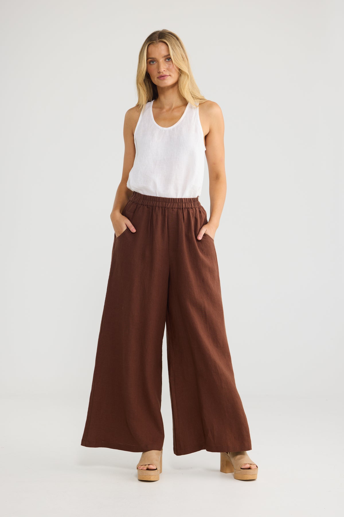 Positano Pants - Chocolate Linen