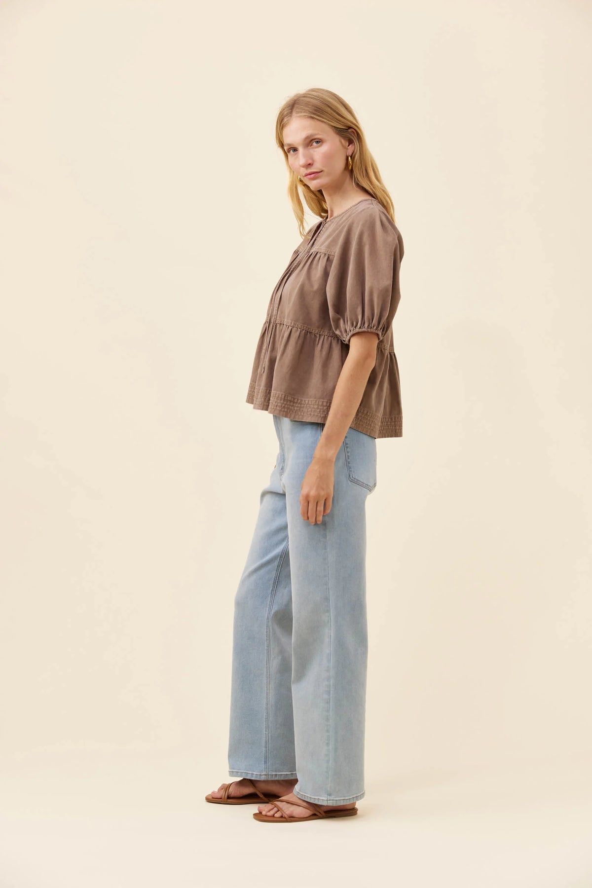 Preston Tie Top - Taupe-Tops-Isle Of Mine-The Bay Room