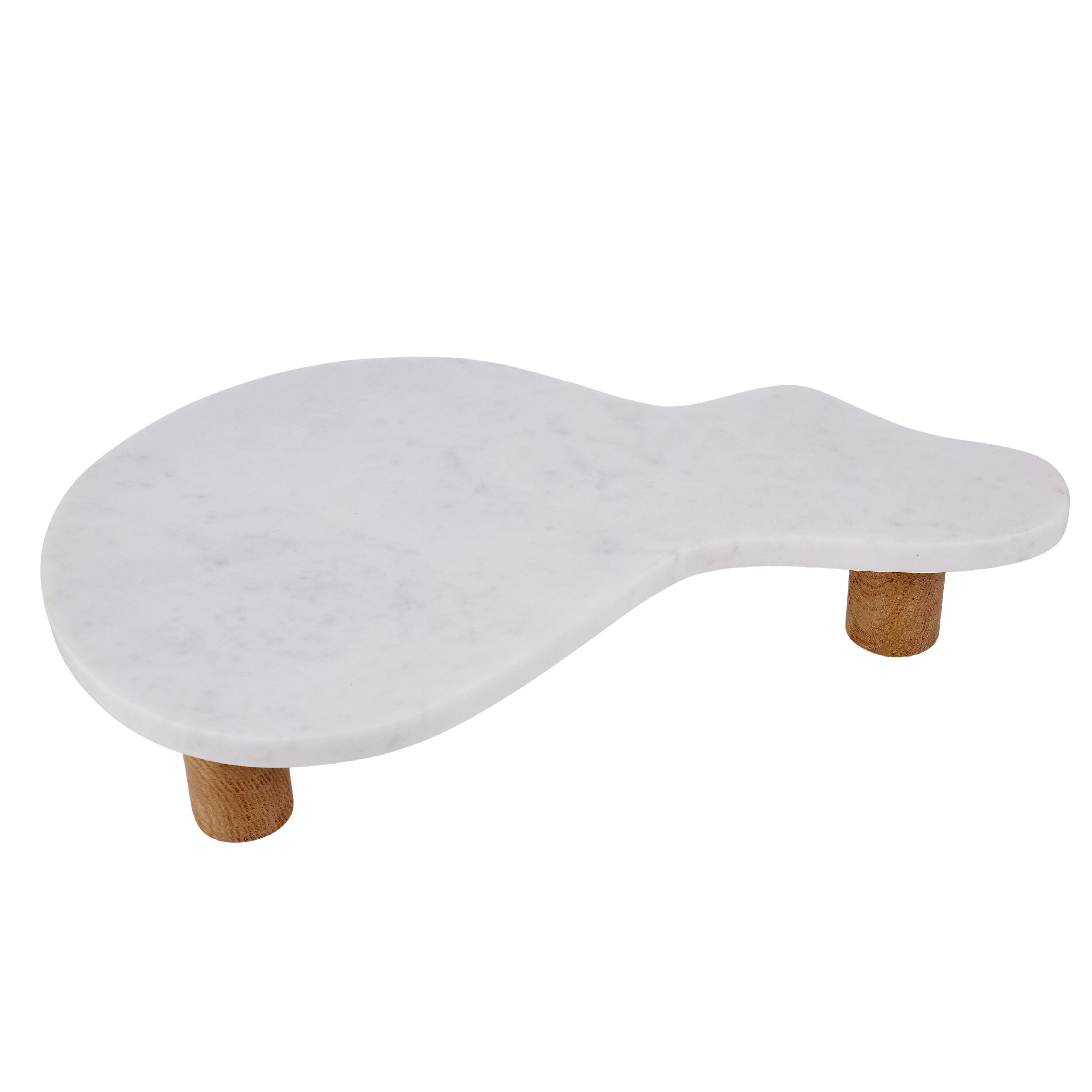 Puddle Marble & Wood Footed Serving Board-Dining & Entertaining-Amalfi-The Bay Room