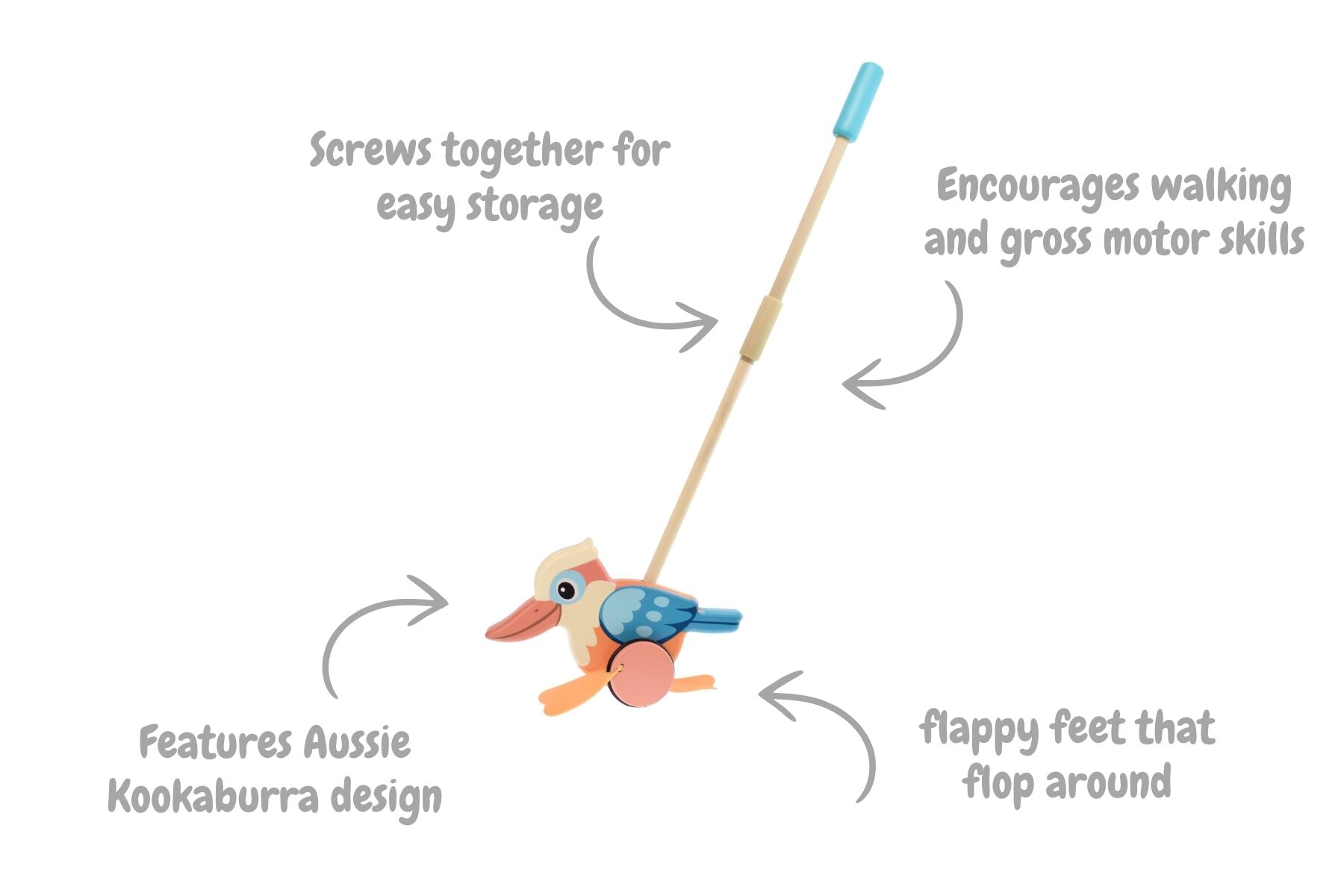 Push Along Kookaburra-Toys-Eleganter-The Bay Room