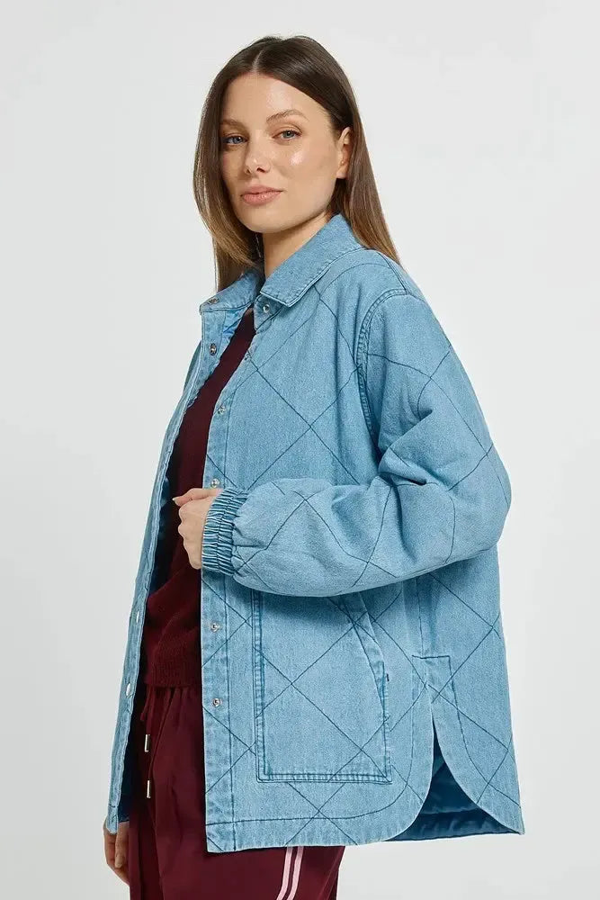 Quest Quilted Jacket - Blue Wash-Jackets, Coats & Vests-Betty Basics-The Bay Room