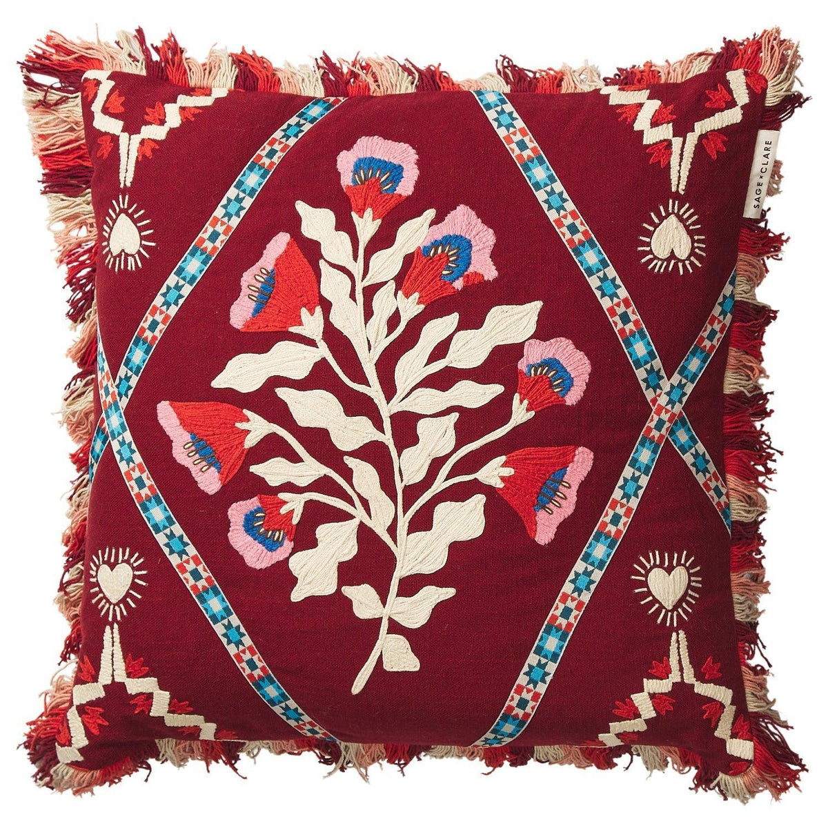 Quinn Embroidered Cushion-Soft Furnishings-Sage & Clare-The Bay Room