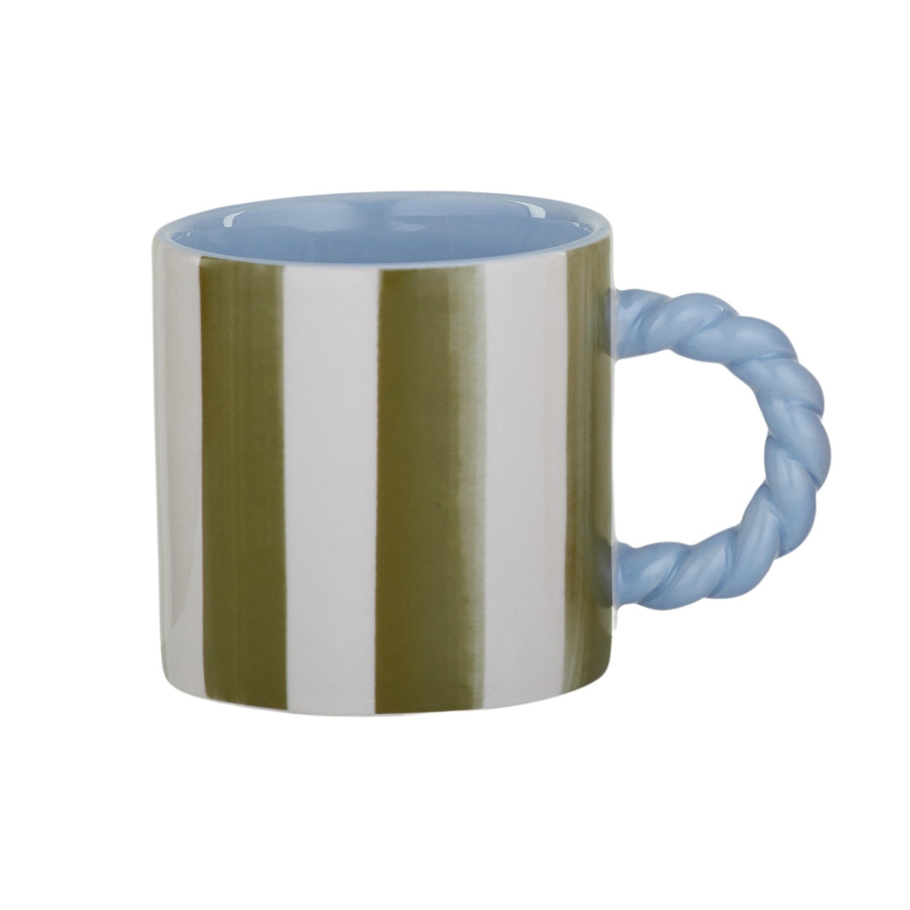 Rayado Ceramic Mug 11.5x8.5x8.5cm - Olive/Blue-Dining & Entertaining-Coast To Coast Home-The Bay Room