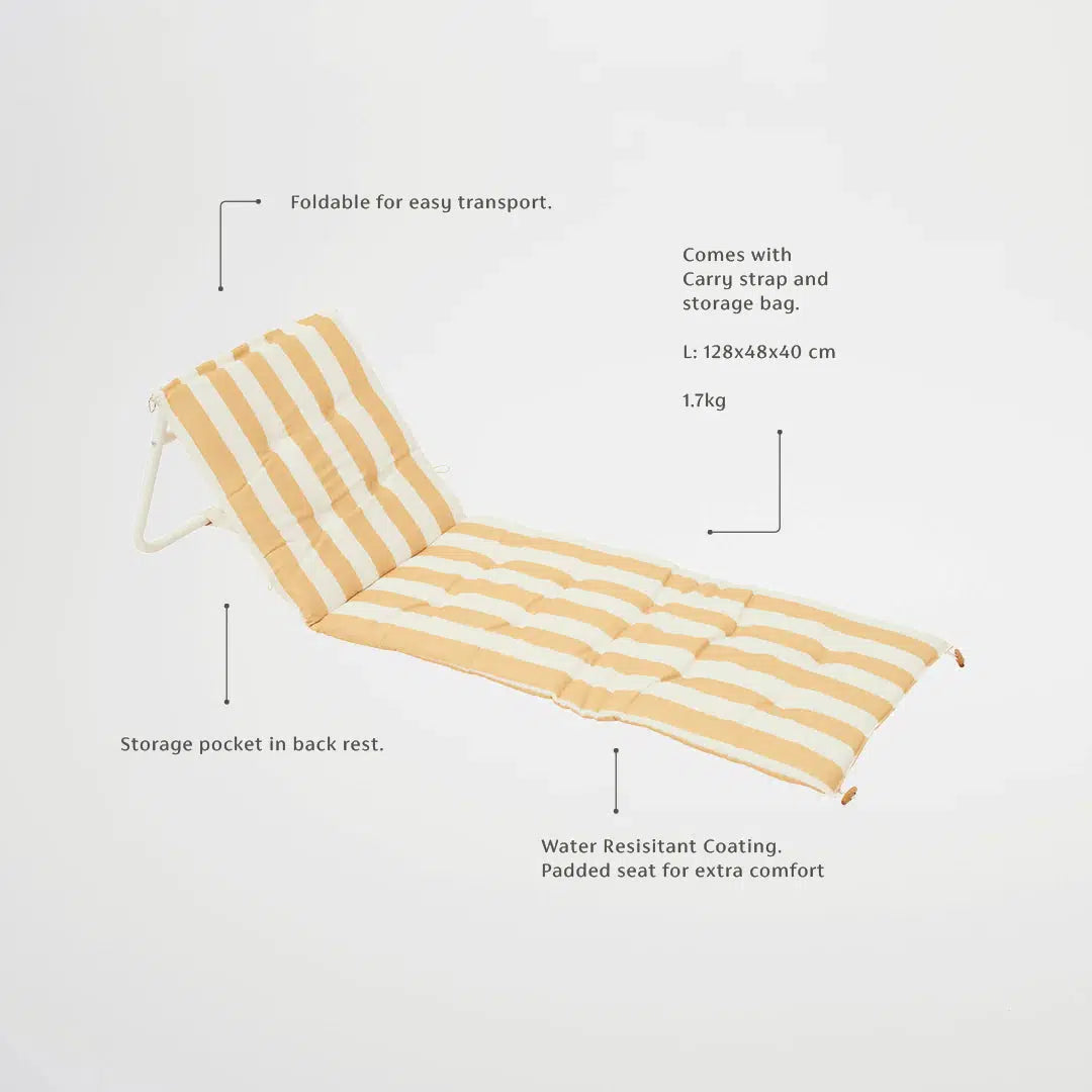 Reclining Beach Chair Mango Bay Golden Mustard Stripe-Travel & Outdoors-Sunny Life-The Bay Room