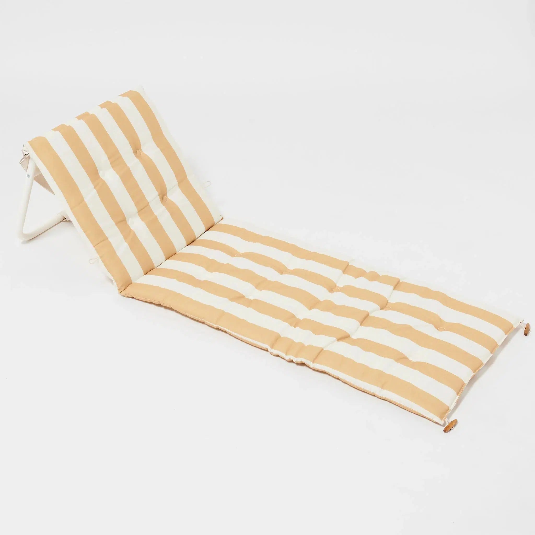 Reclining Beach Chair Mango Bay Golden Mustard Stripe-Travel & Outdoors-Sunny Life-The Bay Room