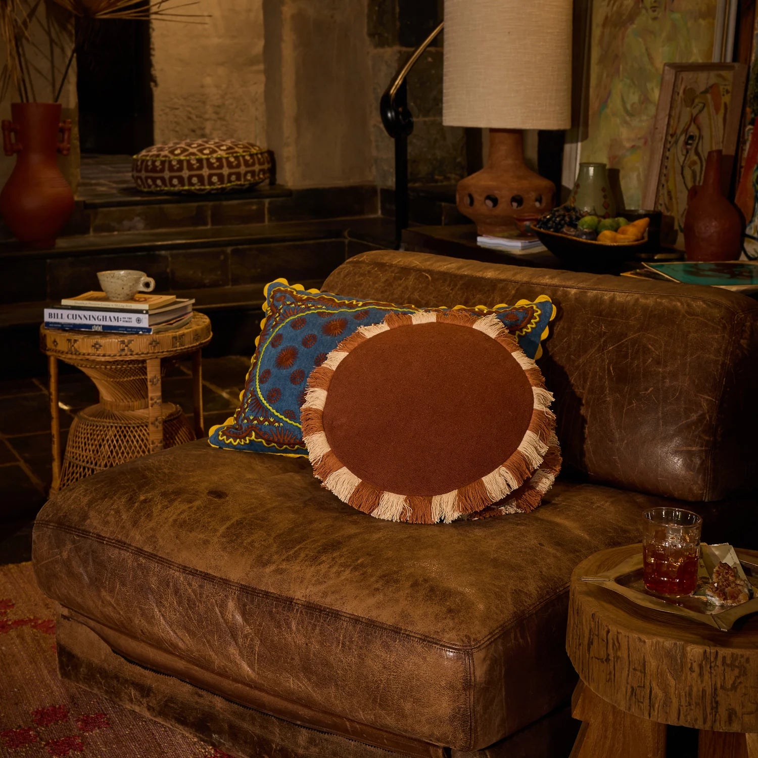 Reese Round Cushion - Umber-Soft Furnishings-Sage & Clare-The Bay Room
