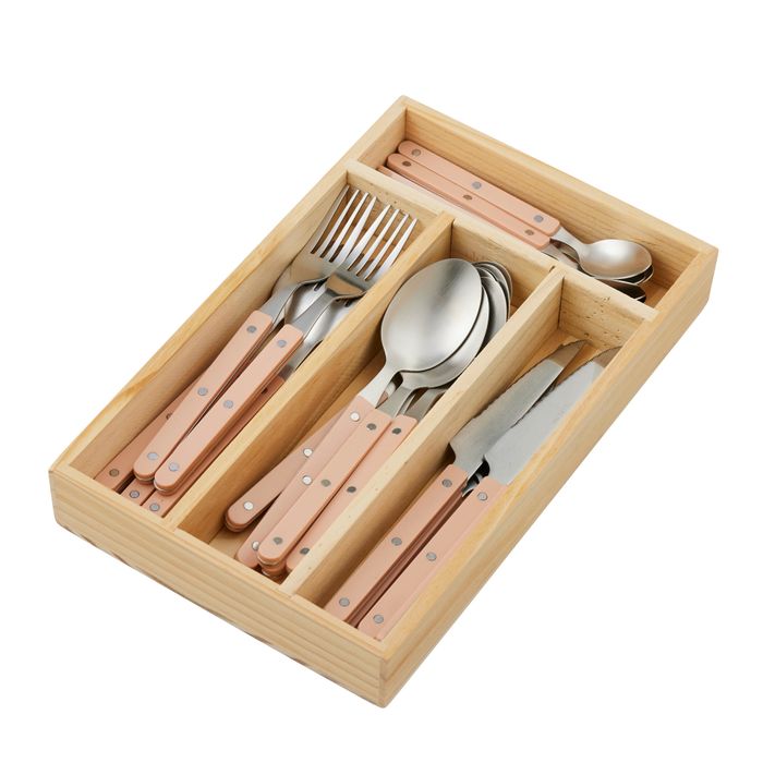 Remy 24pc Stainless Steel Cutlery Set 20x31x4.5cm Nude-Dining & Entertaining-Coast To Coast Home-The Bay Room