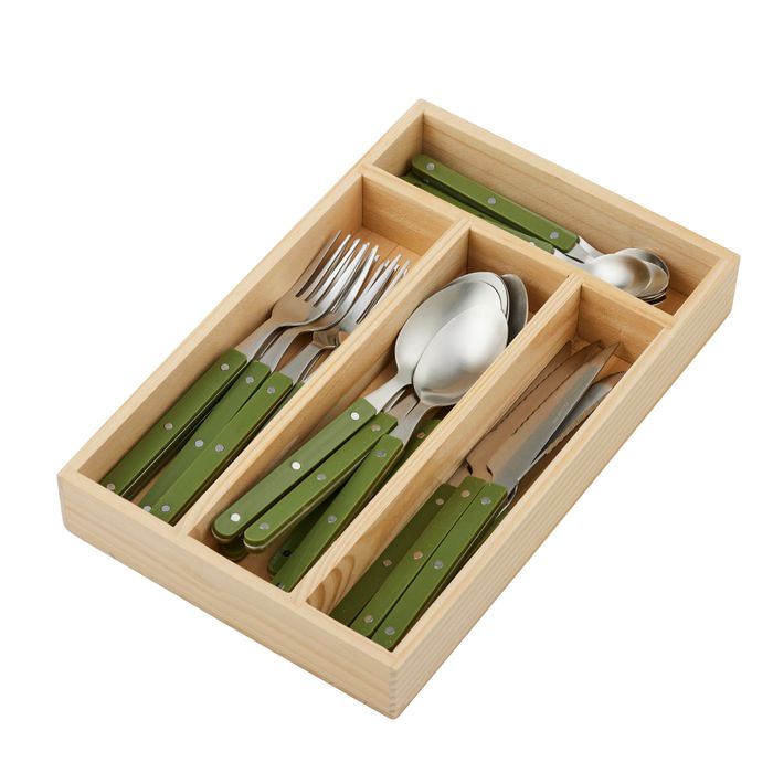 Remy 24pc Stainless Steel Cutlery Set 20x31x4.5cm Olive-Dining & Entertaining-Coast To Coast Home-The Bay Room