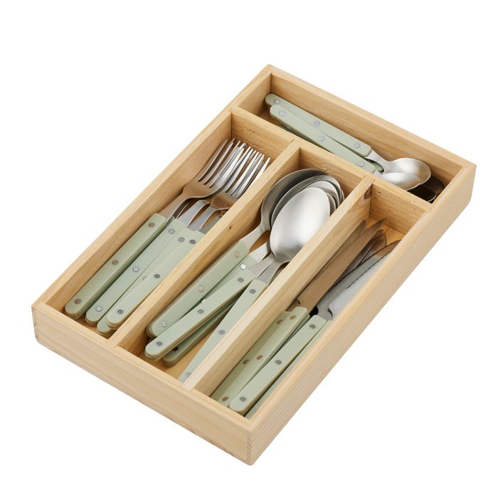 Remy 24pc Stainless Steel Cutlery Set 20x31x4.5cm Seafoam-Dining & Entertaining-Coast To Coast Home-The Bay Room