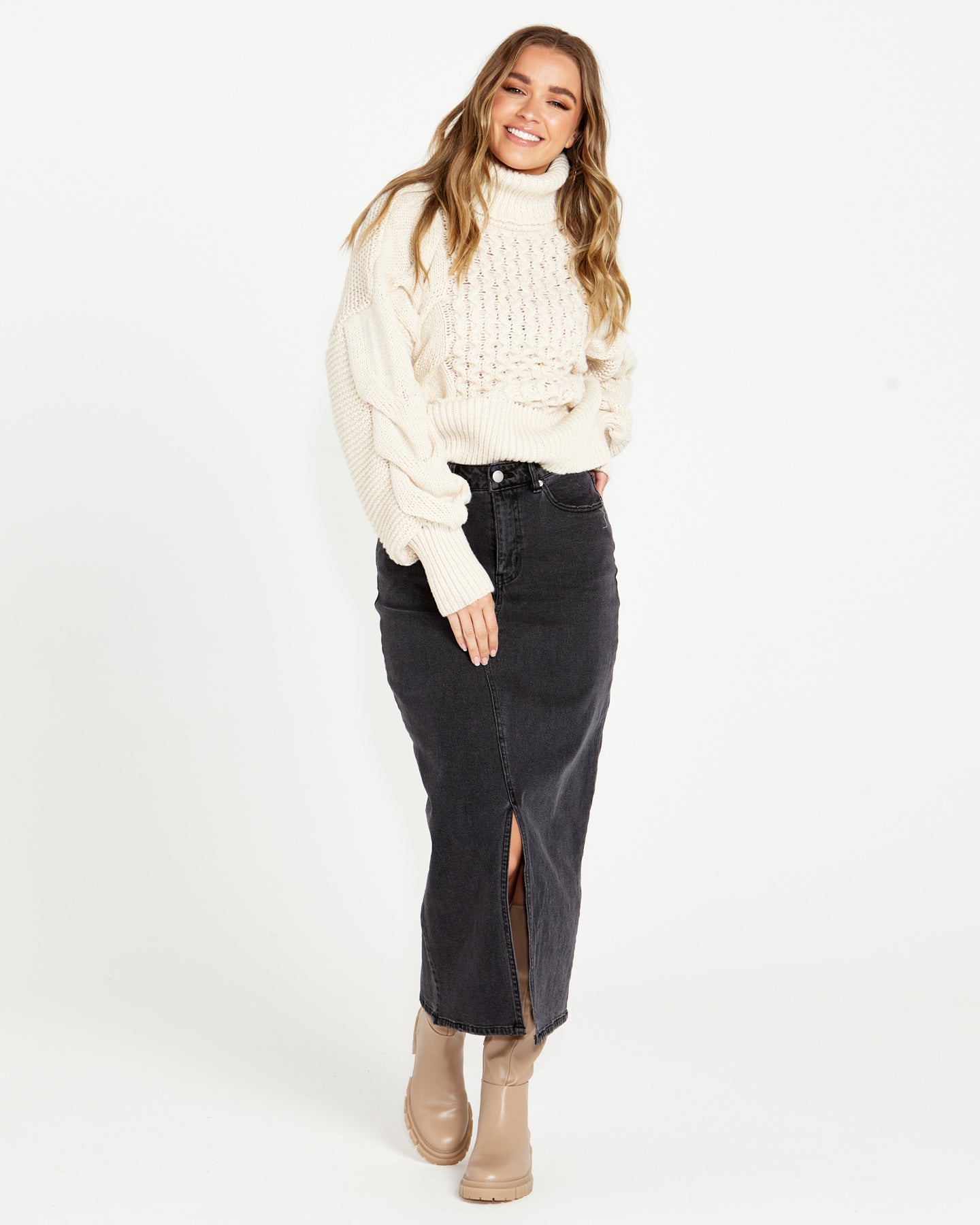 Renn Cable Knit - Cream-Knitwear & Jumpers-SASS-The Bay Room