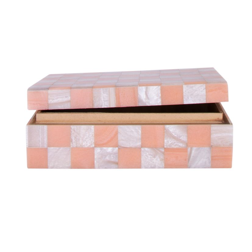 Resin Inset Card Box with Lid - Blush-Decor Items-DWBH-The Bay Room