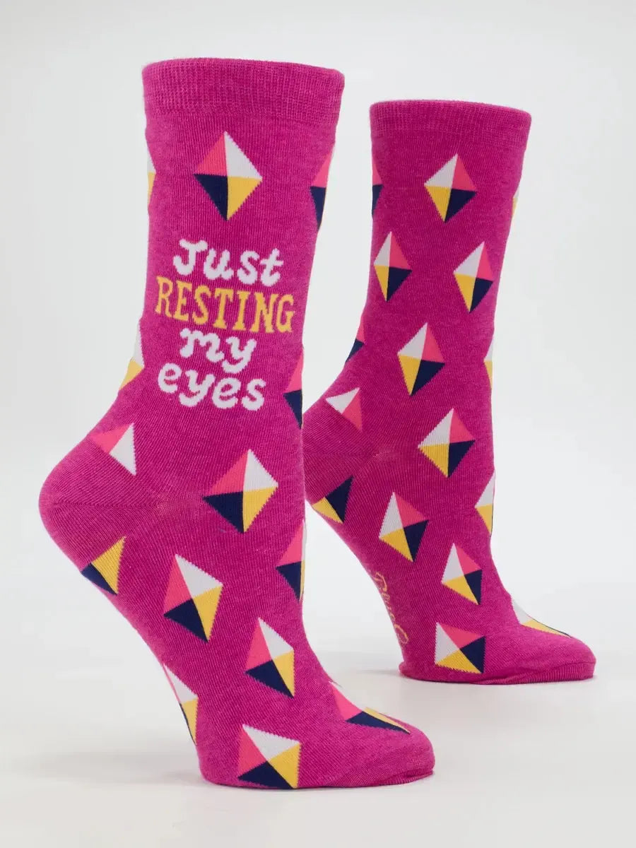 Resting My Eyes Women's Crew Socks-Fun & Games-Blue Q-The Bay Room