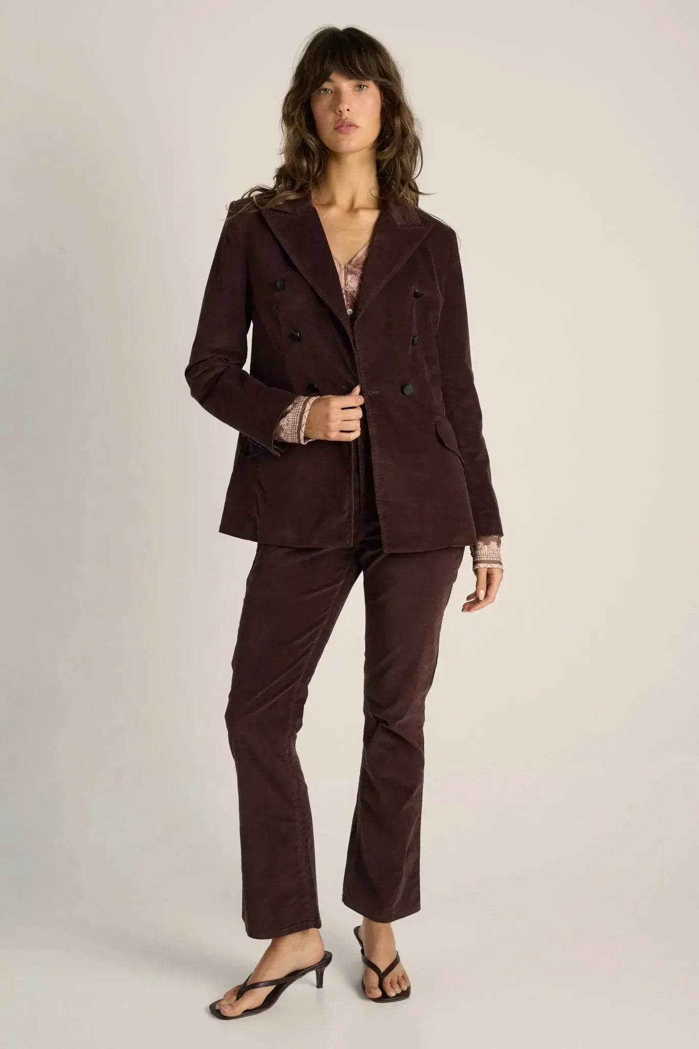 Rhea Velvet Blazer - Chocolate-Jackets , Coats & Vests-Fate + Becker-The Bay Room