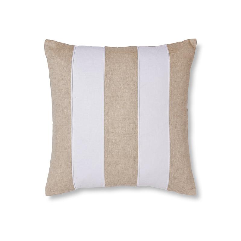 Riley White/Linen Patch Cushion 55x55cm-Soft Furnishings-Madras Link-The Bay Room