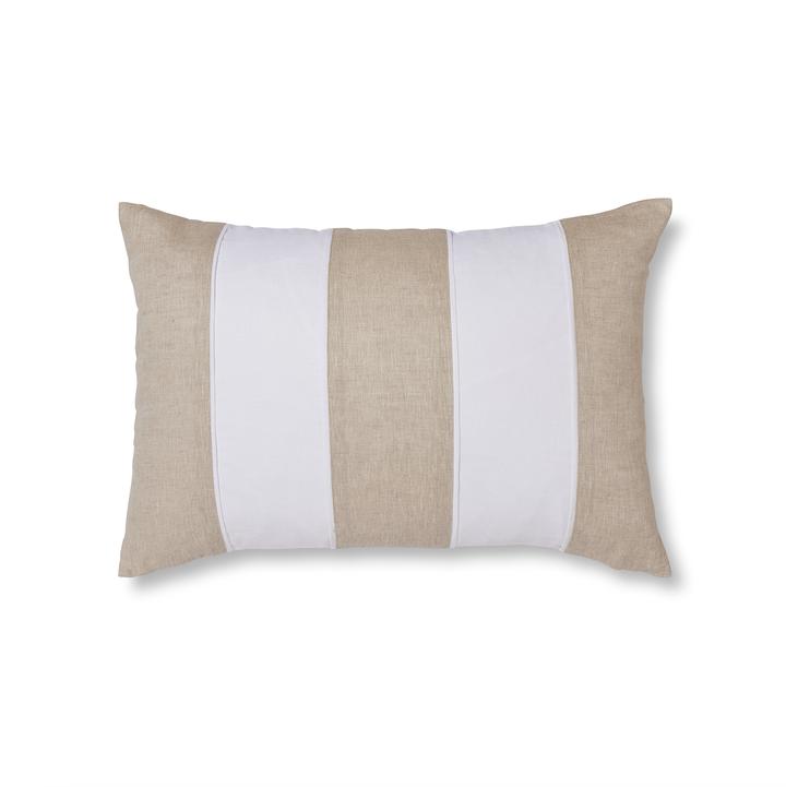 Riley White/Linen Patch Cushion 60x40cm-Soft Furnishings-Madras Link-The Bay Room
