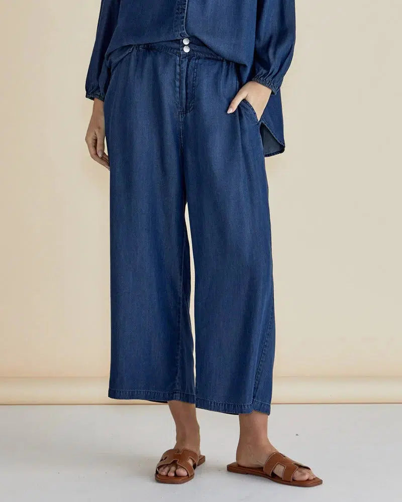 Rio Relaxed Pant - Dark Indigo-Pants-Betty Basics-The Bay Room