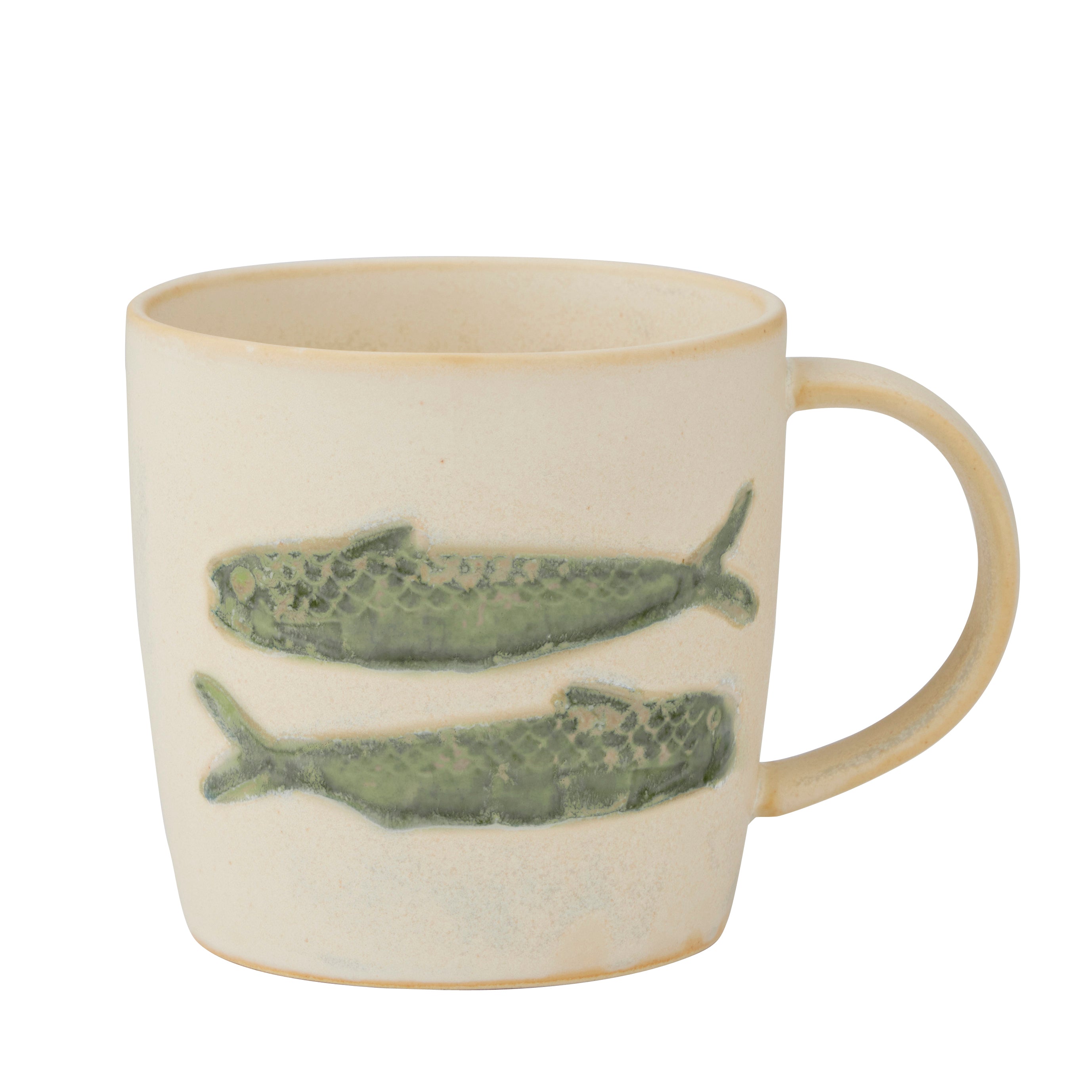 Riva Ceramic Mug 12.5x9cm Ivory/Green-Dining & Entertaining-Coast To Coast Home-The Bay Room