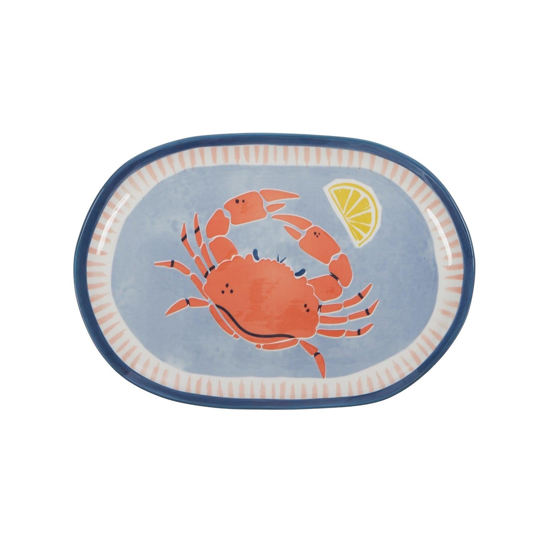 Riviera Crab Ceramic Platter 30.5x21cm-Dining & Entertaining-Coast To Coast Home-The Bay Room