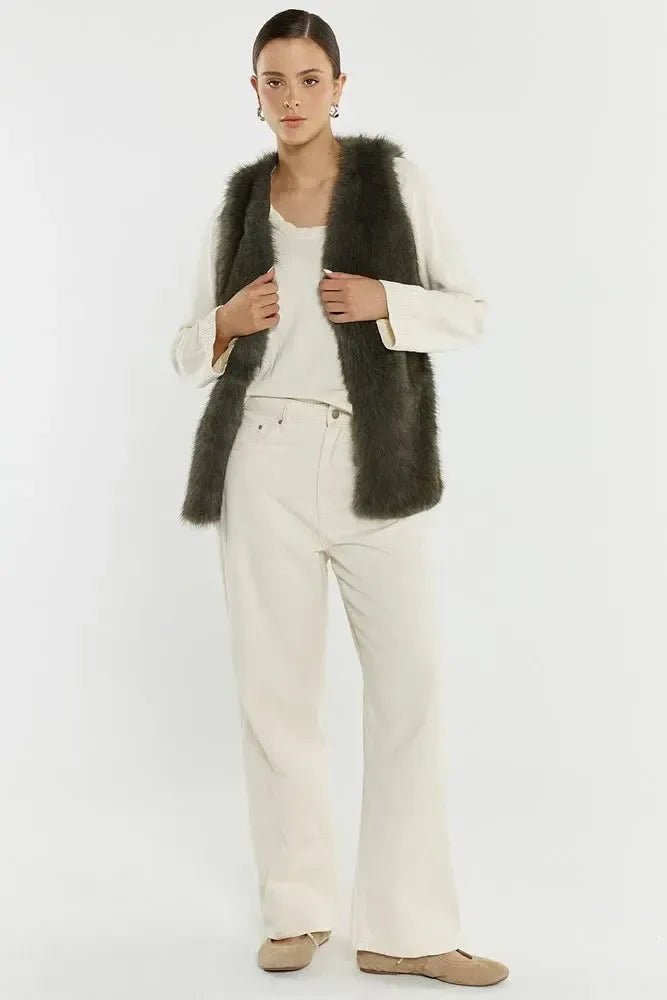 Riya Fur Gilet - Evergreen-SASS-The Bay Room