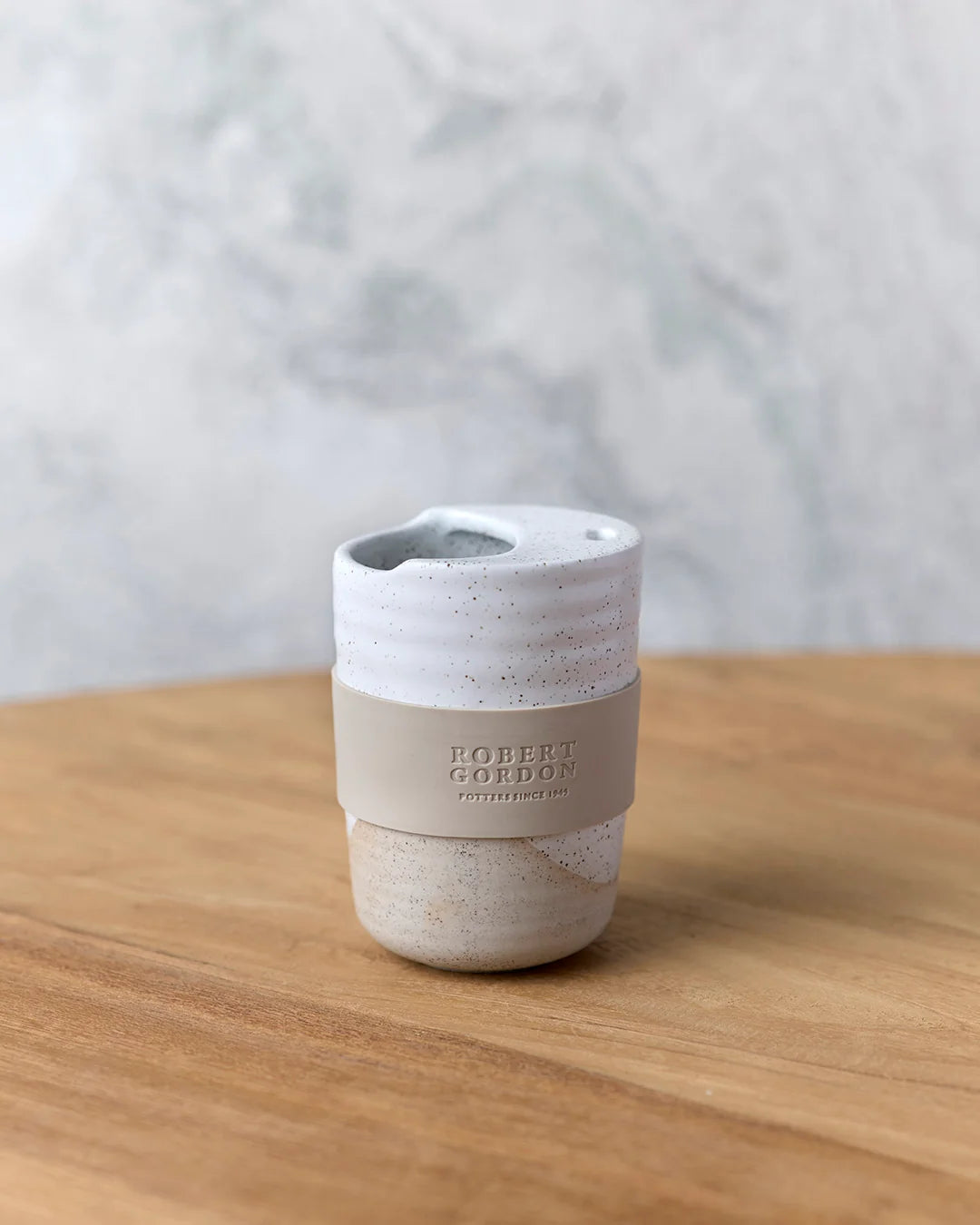 350ml Travel Mug in White Speckle / The Wanderer