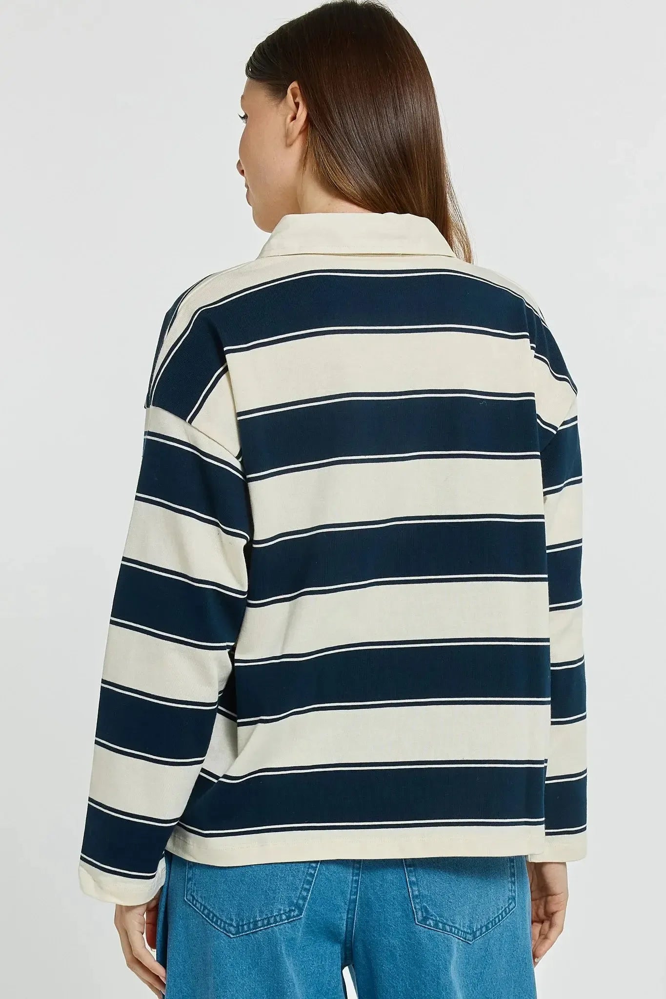 Roland Rugby Top - Navy/Off-White-Tops-Betty Basics-The Bay Room
