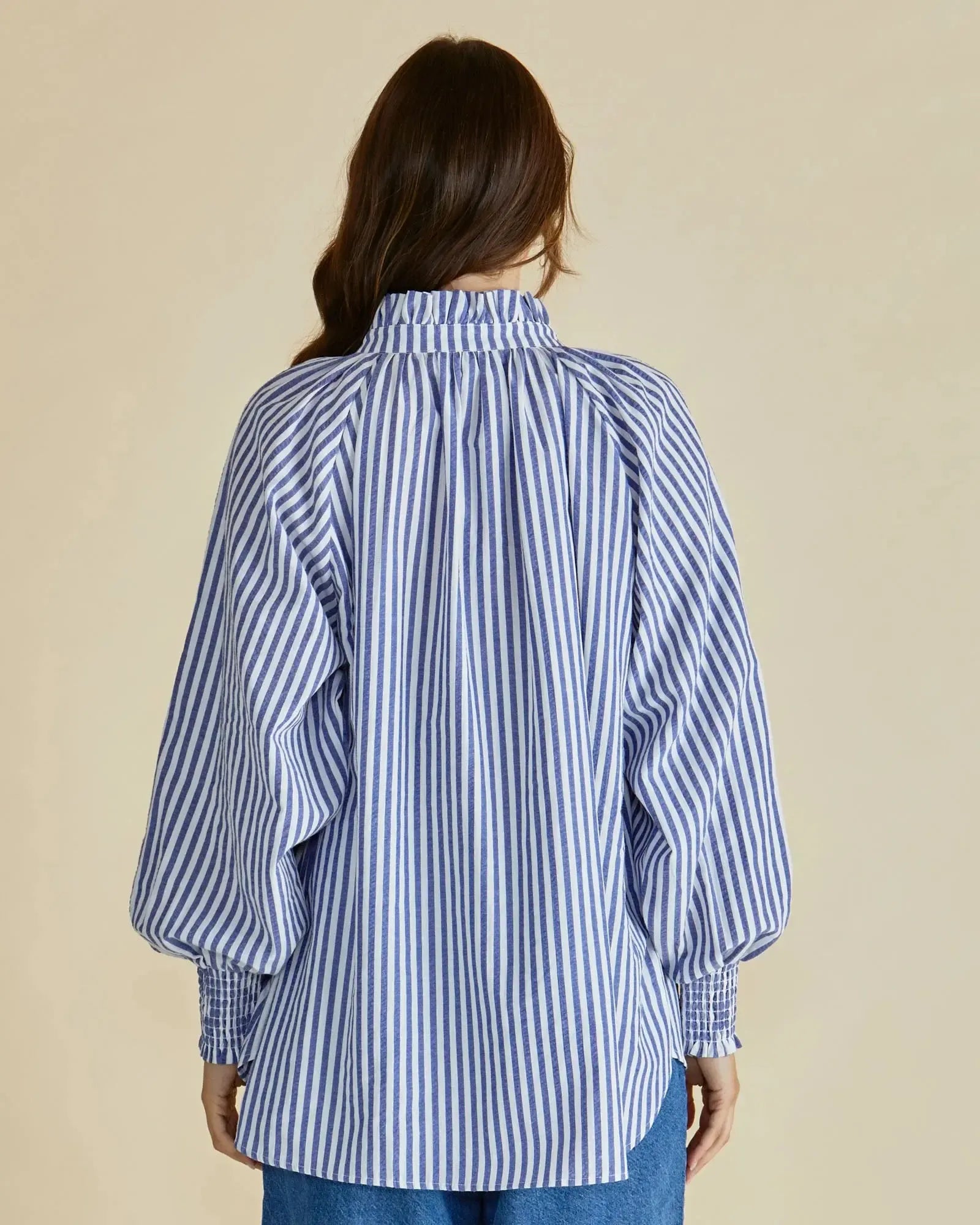 Romi Shirt - Navy Stripe-Tops-Betty Basics-The Bay Room