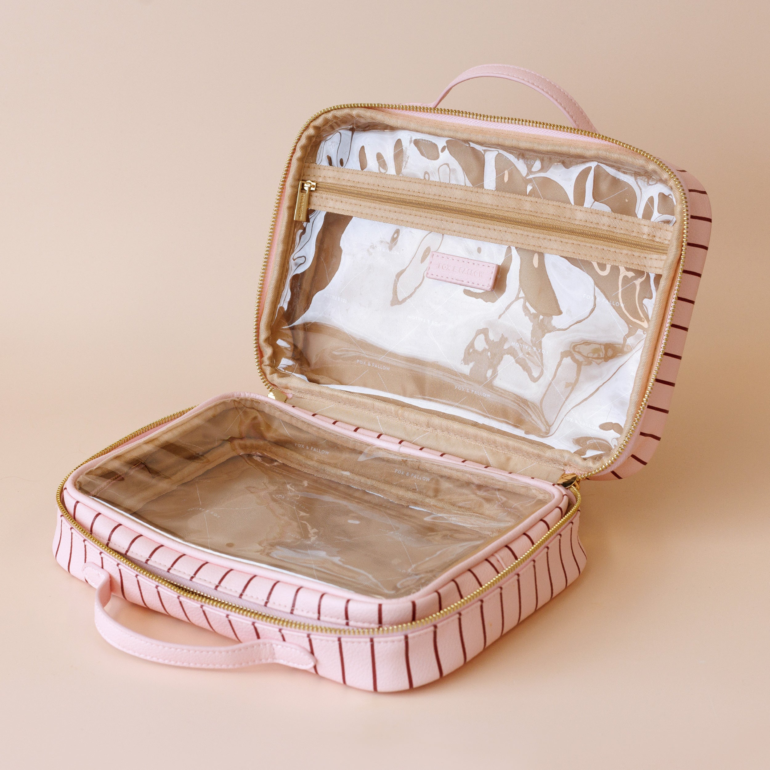 Rosé Pinstripe Cosmetic Bag-Beauty & Well-Being-Fox & Fallow-The Bay Room