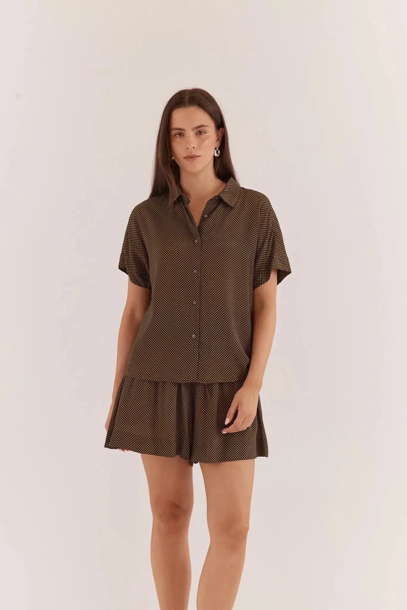 Rowie Short Sleeve Shirt - Micro Dot-Tops-SASS-The Bay Room