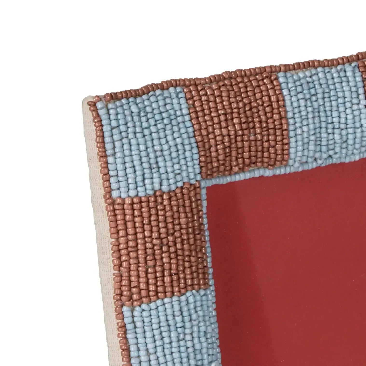 Ruby Beaded Check Photo Frame 17x1x22cm Blue & Brown-Decor Items-Emporium-The Bay Room