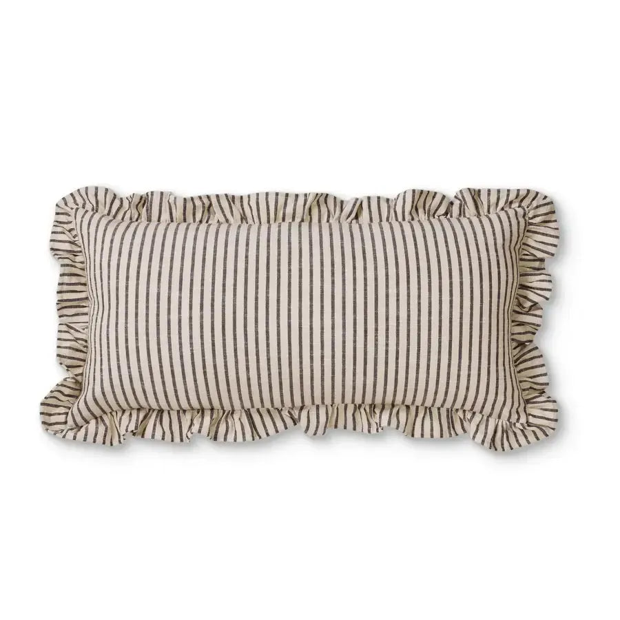 Ruffles Black/Natural Stripe 35x70cm-Soft Furnishings-Madras Link-The Bay Room