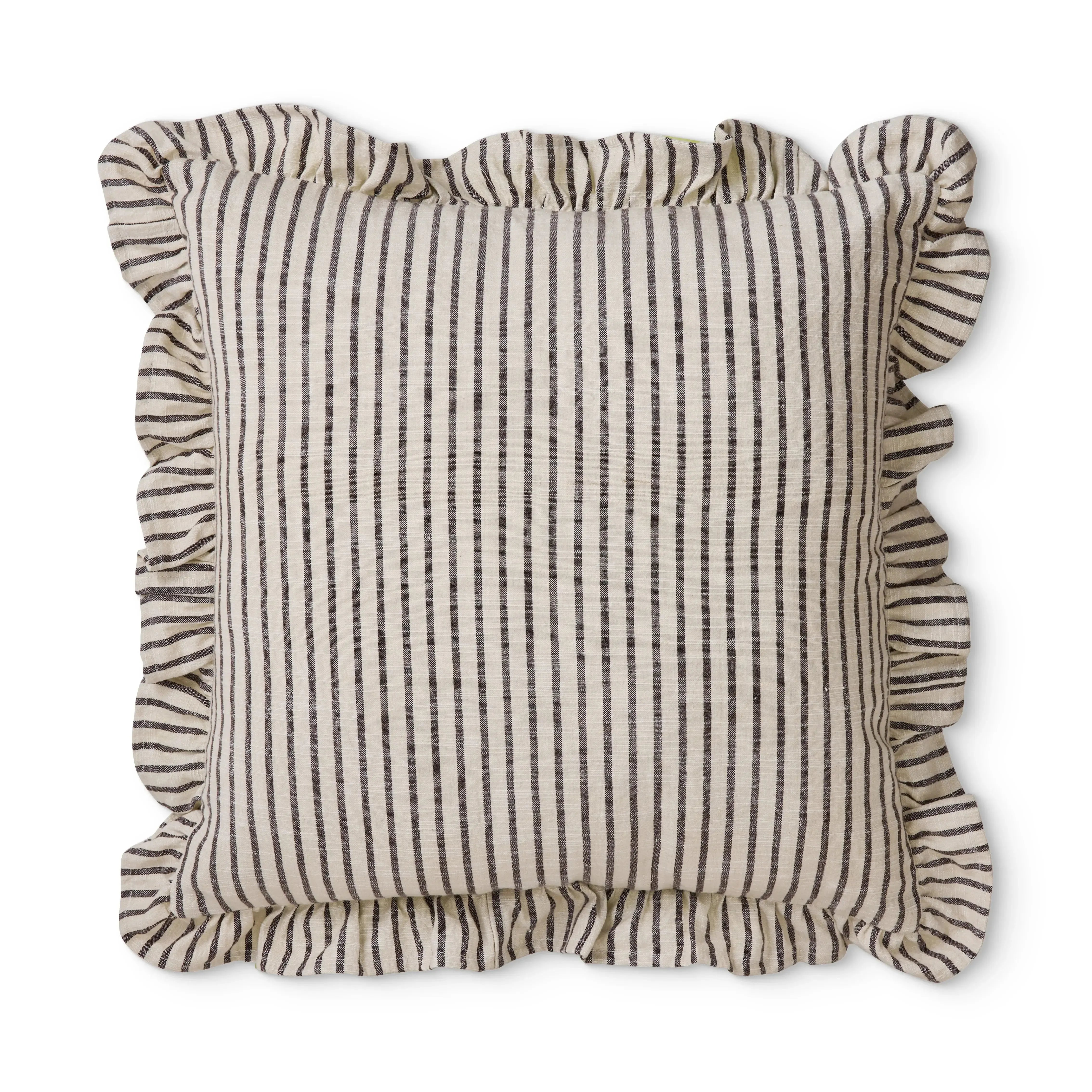 Ruffles Black/Natural Stripe 50x50cm-Soft Furnishings-Madras Link-The Bay Room