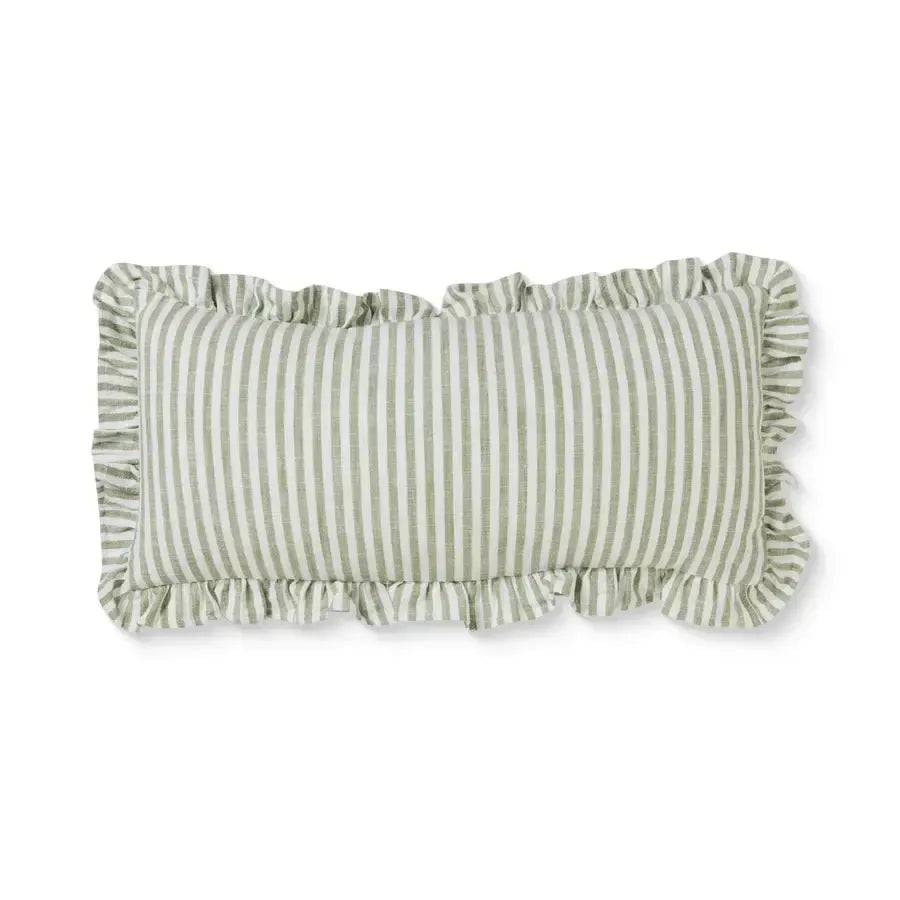 Ruffles Green Cushion 35x70cm-Soft Furnishings-Madras Link-The Bay Room