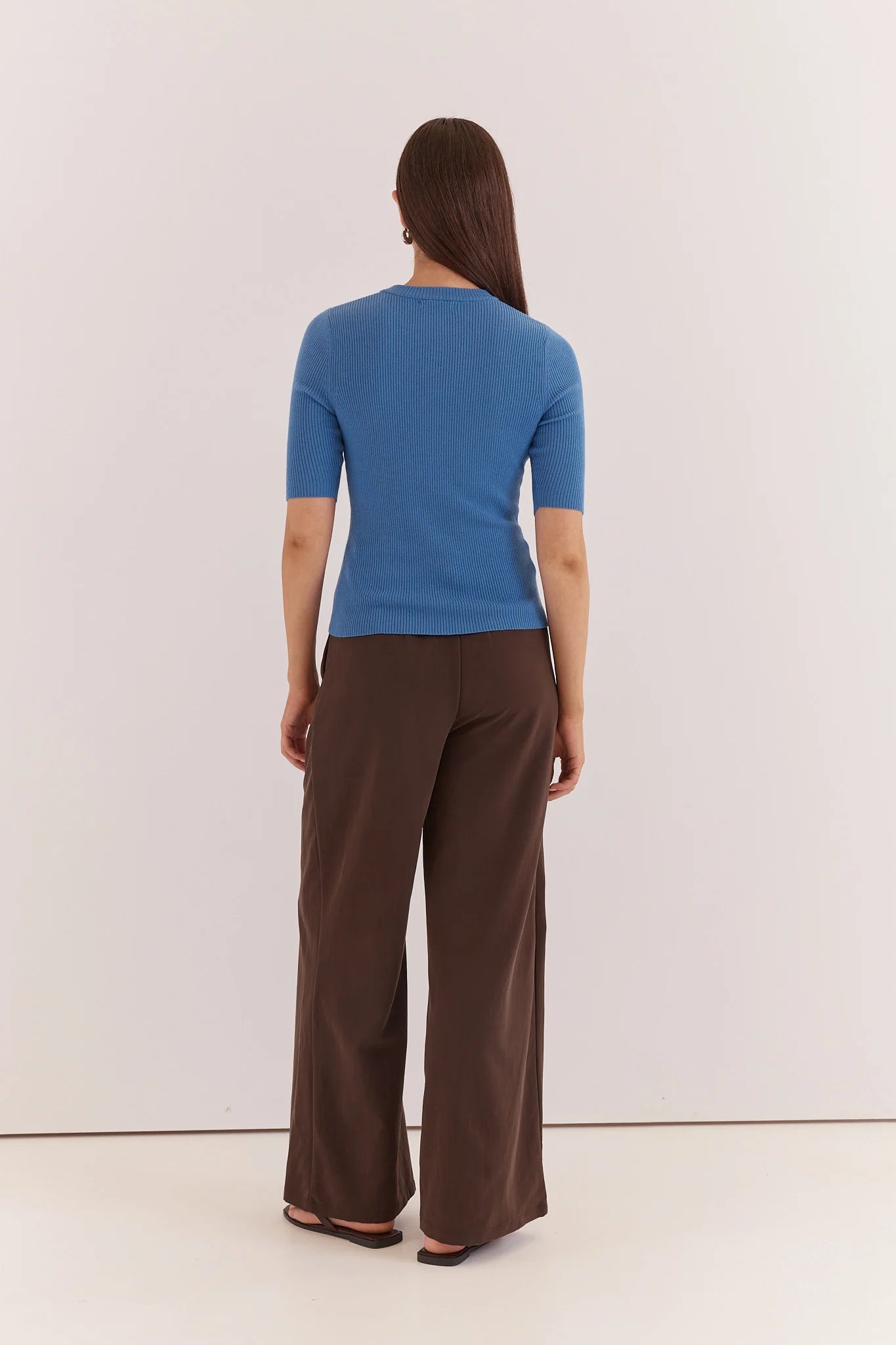 Natalie Wide Leg Trouser - Chocolate