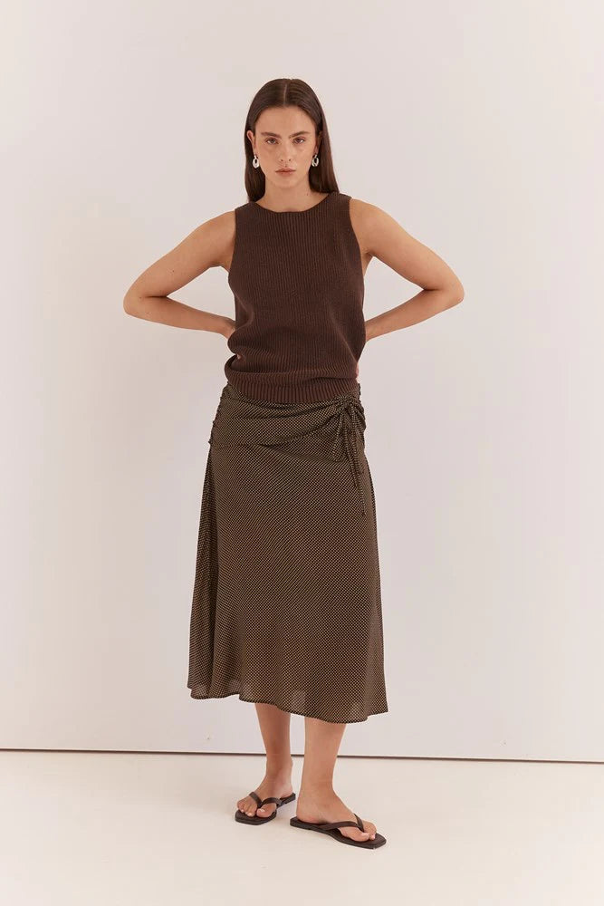 Oriana Ruched Waist Skirt - Micro Dot