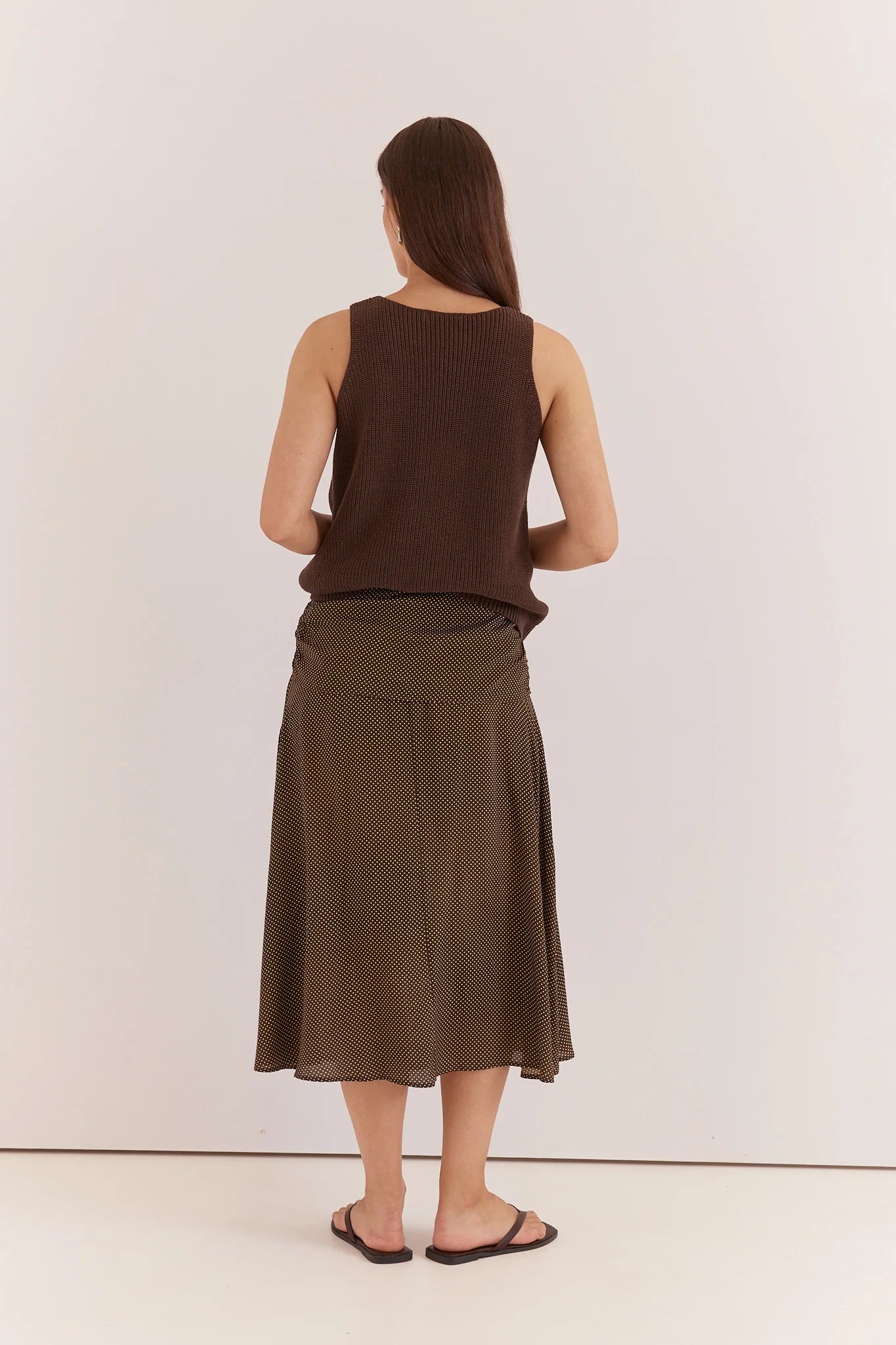 Oriana Ruched Waist Skirt - Micro Dot