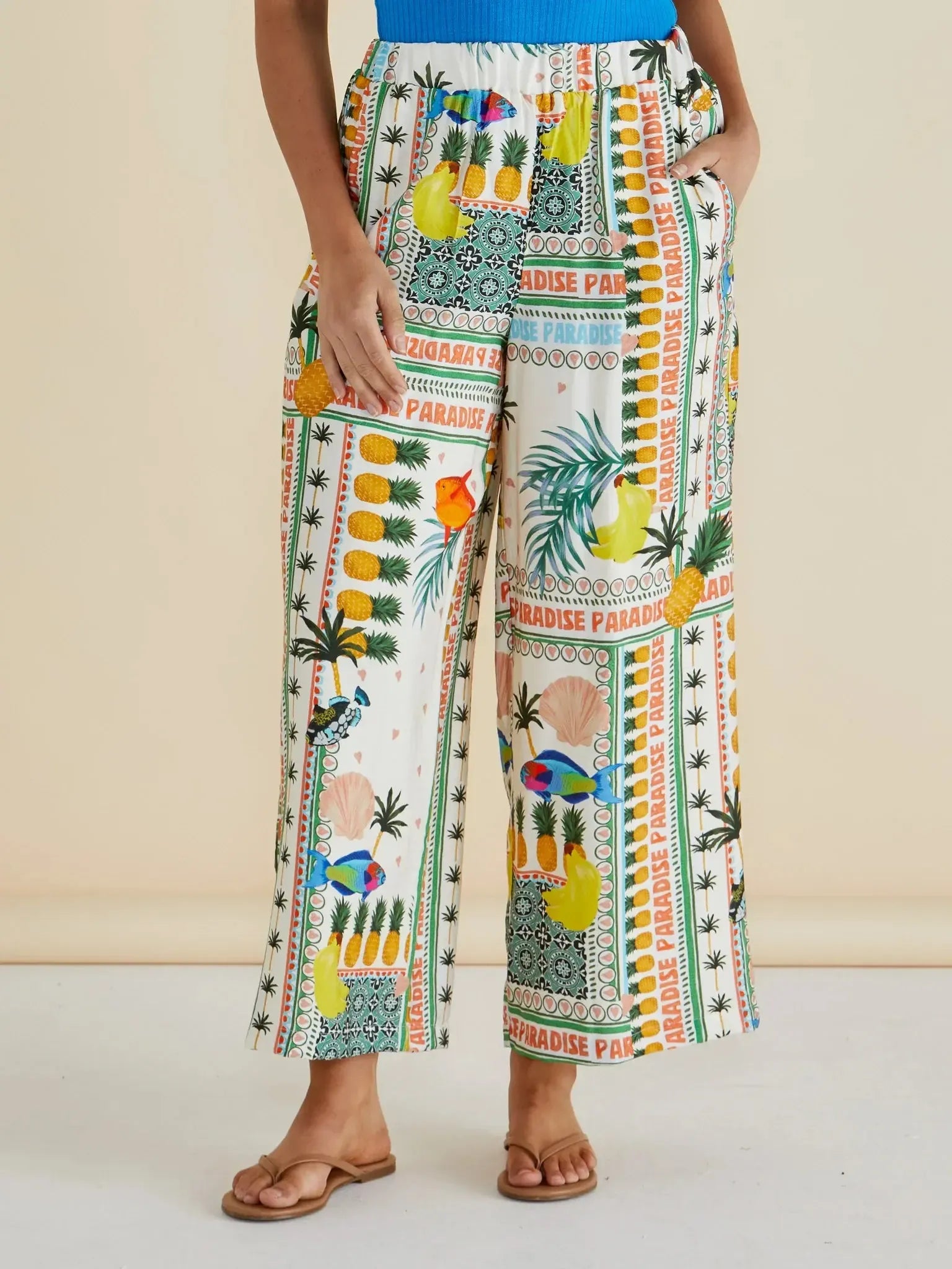 Sable Wide Leg Pant - Paradise Print-Pants-Betty Basics-The Bay Room