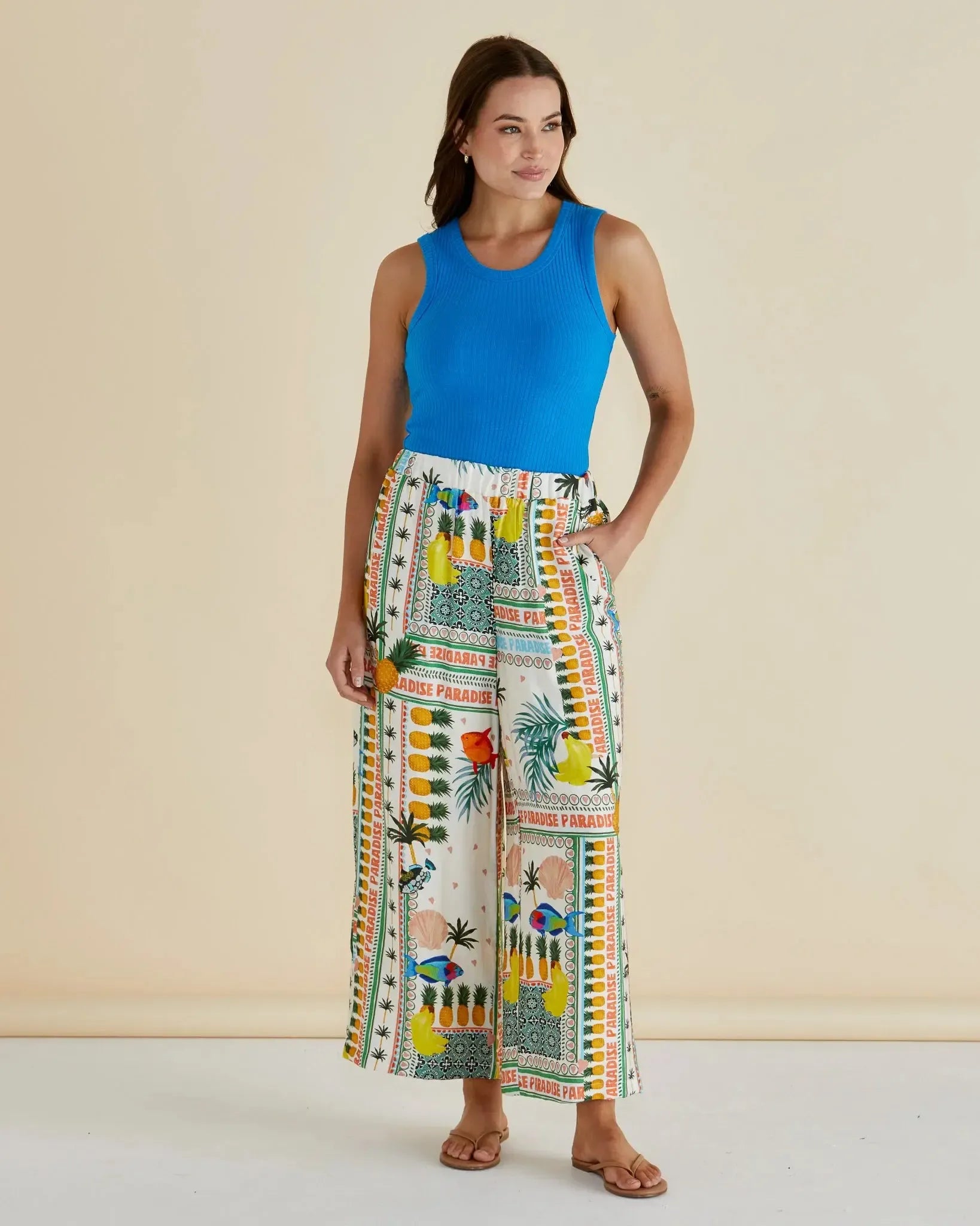 Sable Wide Leg Pant - Paradise Print-Pants-Betty Basics-The Bay Room