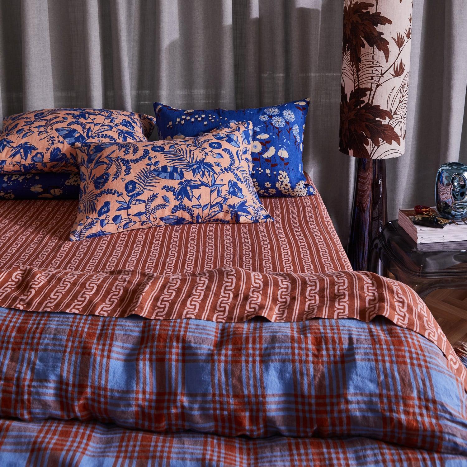 Safia Linen Pillowcase Set - Blue Jay-Soft Furnishings-Sage & Clare-The Bay Room