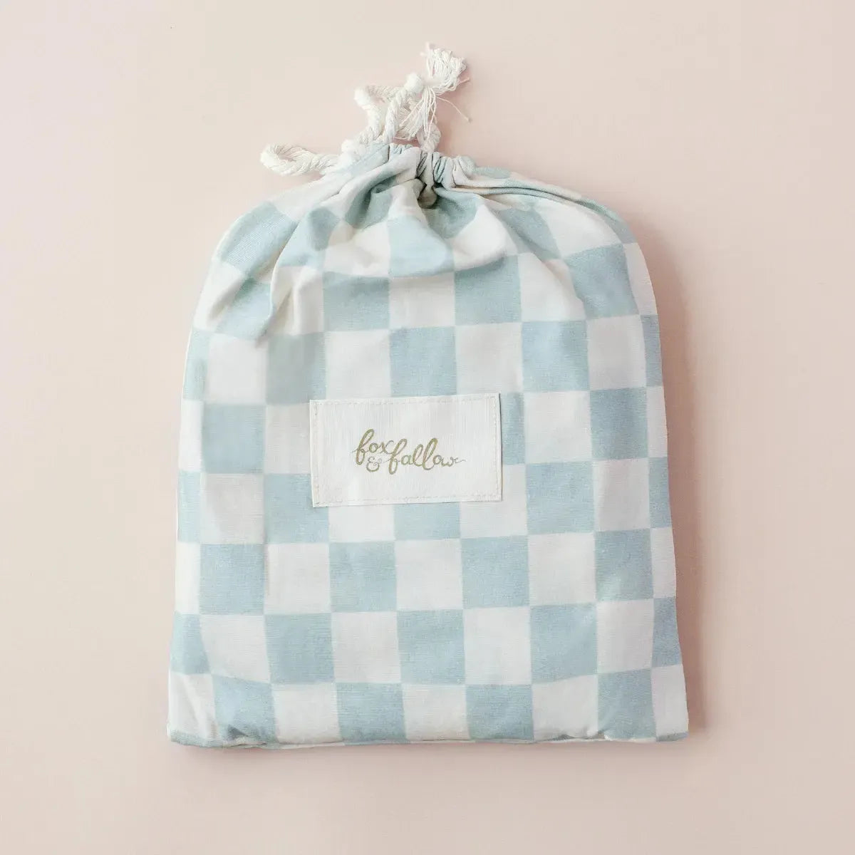 Sage Check Organic Fitted Cot Sheet-Nursery & Nurture-Fox & Fallow-The Bay Room