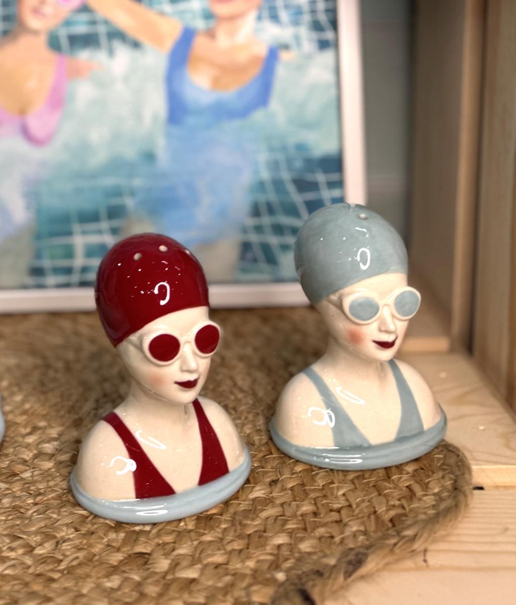 Salt & Pepper Ceramic Set Beach lady-Dining & Entertaining-DWBH-The Bay Room