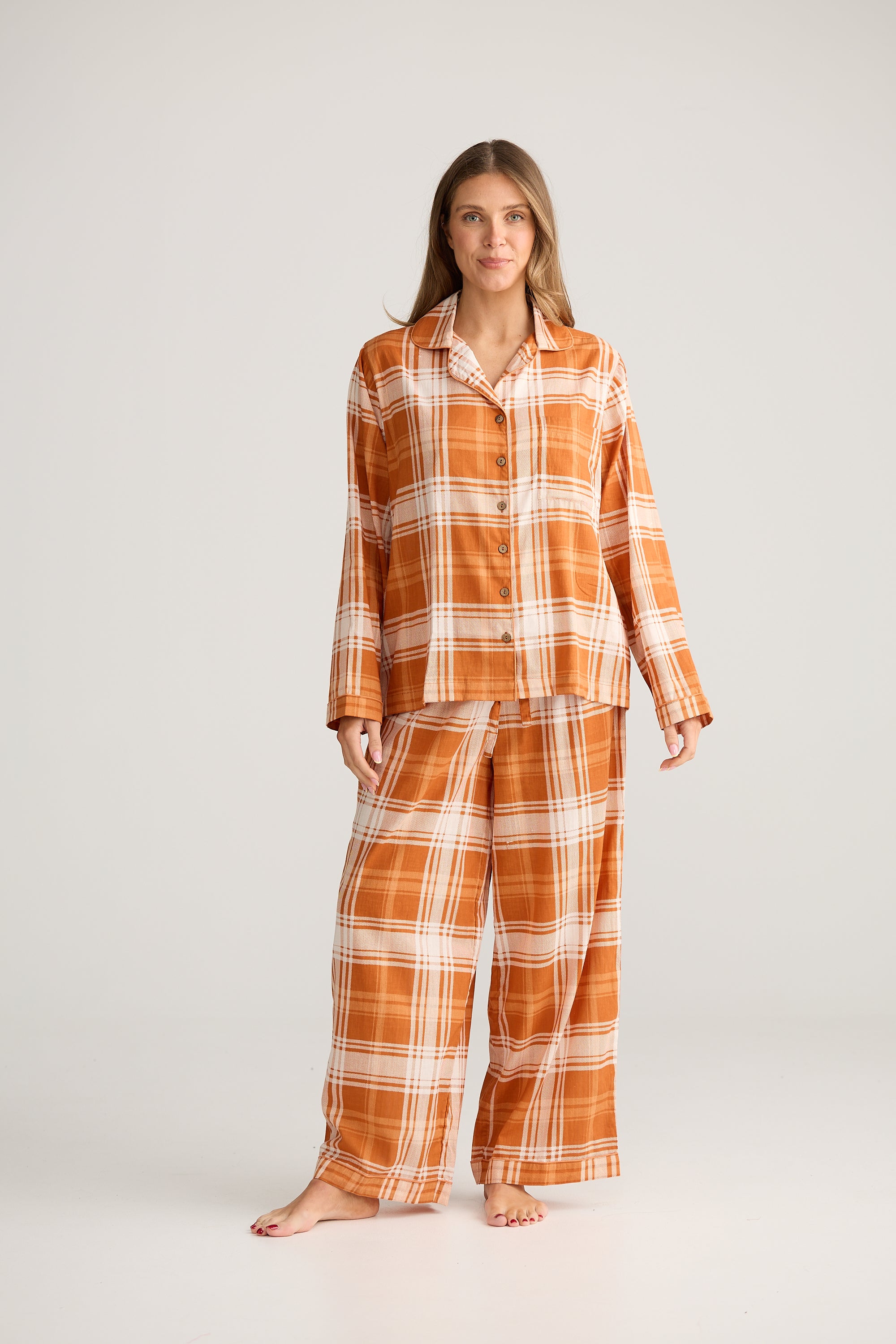Salutation Pyjama Set - Bronze Plaid Check-Sleepwear & Robes-Holiday-The Bay Room