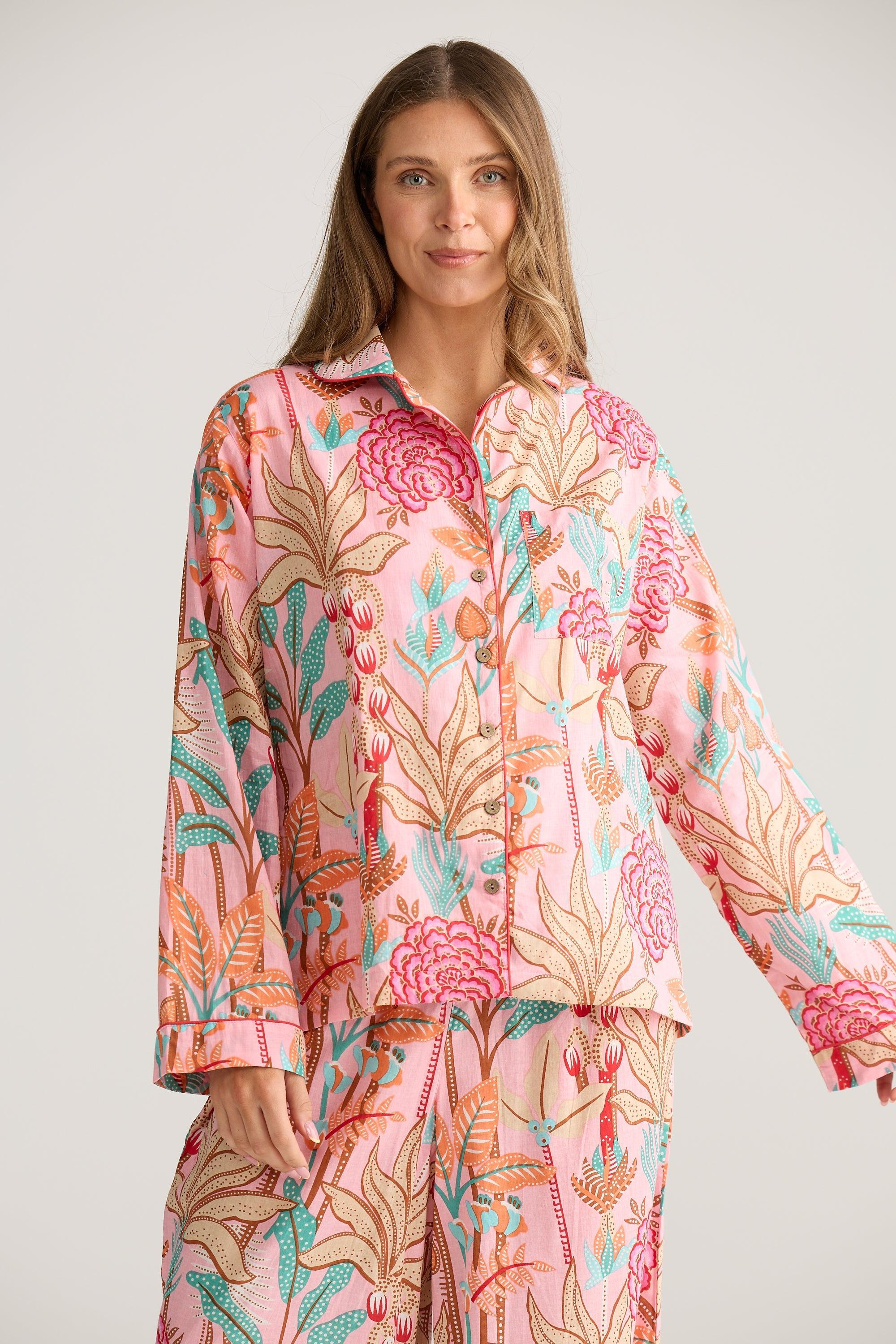 Salutation Pyjama Set - Pink Amazon-Sleepwear & Robes-Holiday-The Bay Room