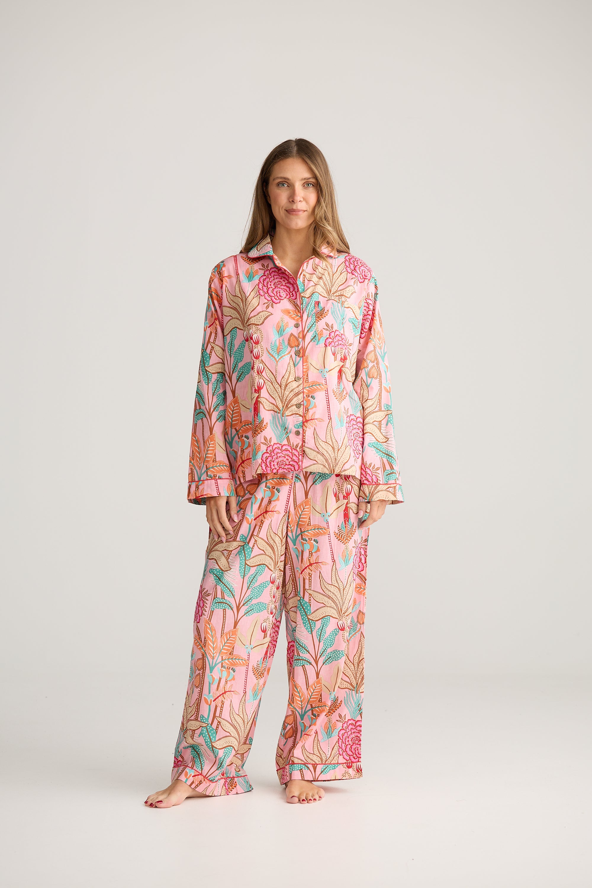 Salutation Pyjama Set - Pink Amazon-Sleepwear & Robes-Holiday-The Bay Room