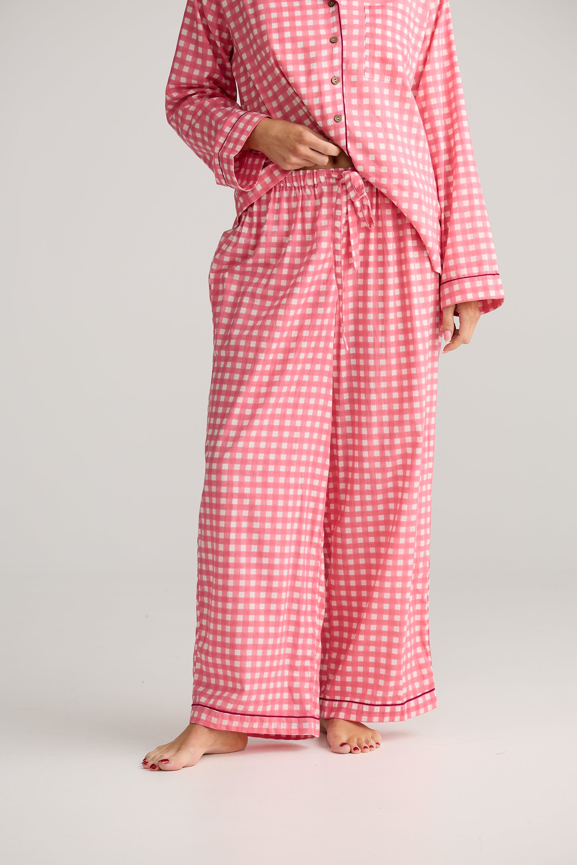 Salutation Pyjama Set - Pink Check-Sleepwear & Robes-Holiday-The Bay Room