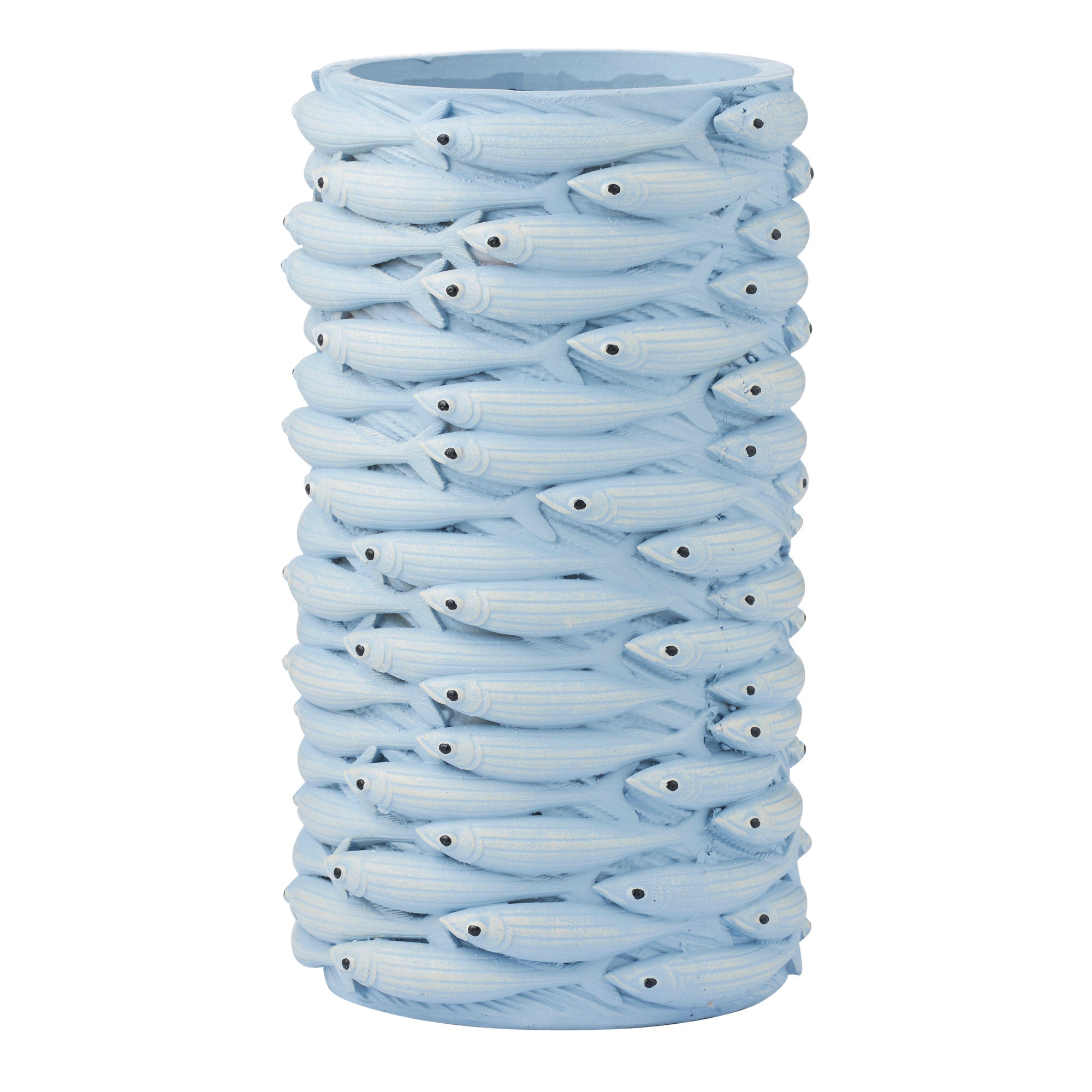 Sam Sardine Resin Vase 14x25cm Blue-Pots, Planters & Vases-Coast To Coast Home-The Bay Room